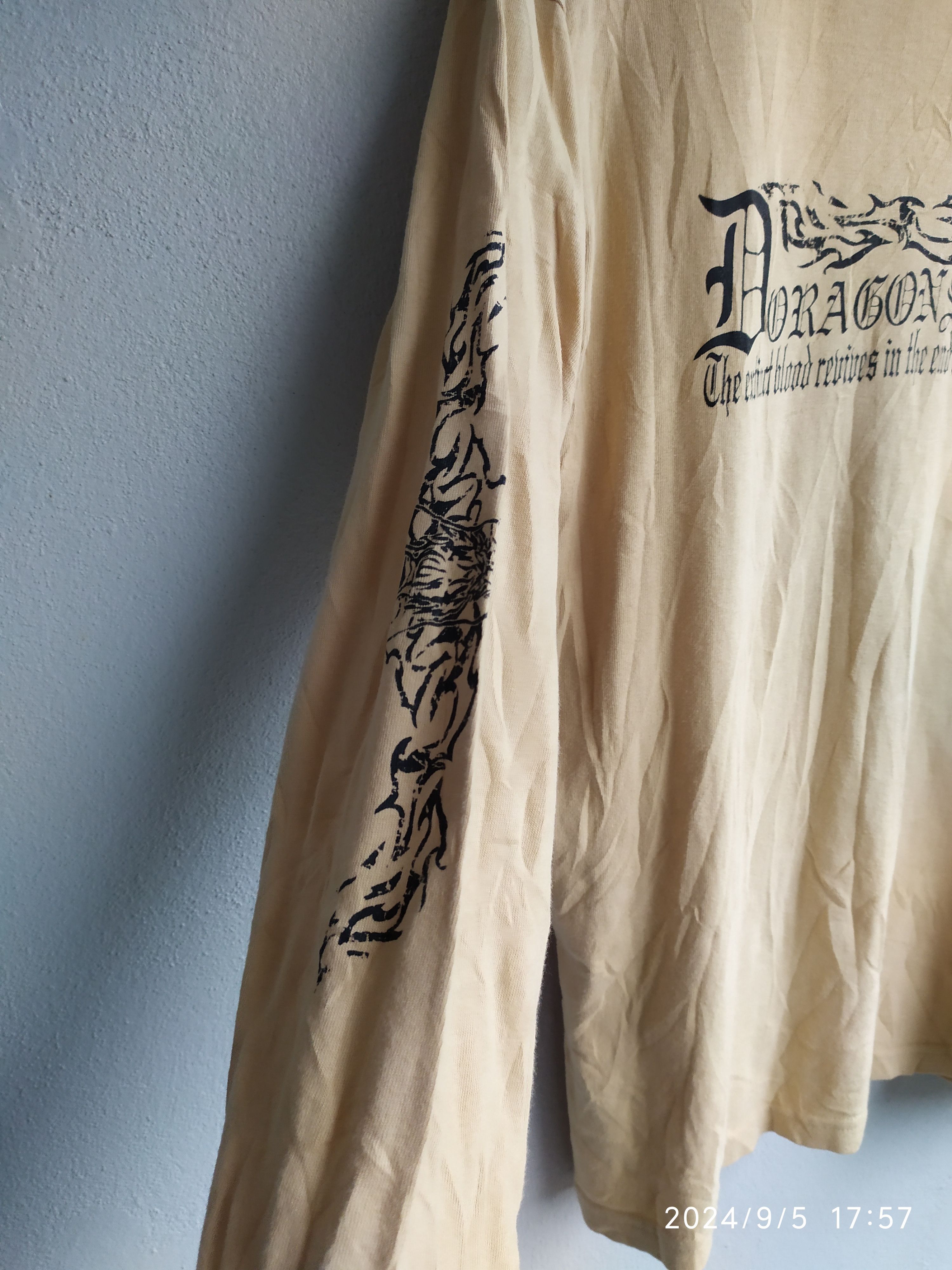 If Six Was Nine × Japanese Brand × Le Grande Bleu (L.G.B.) Japanese Seku Zeky poem Tribal Dragon Long Sleeve Size US L / EU 52-54 / 3 - 4 Thumbnail