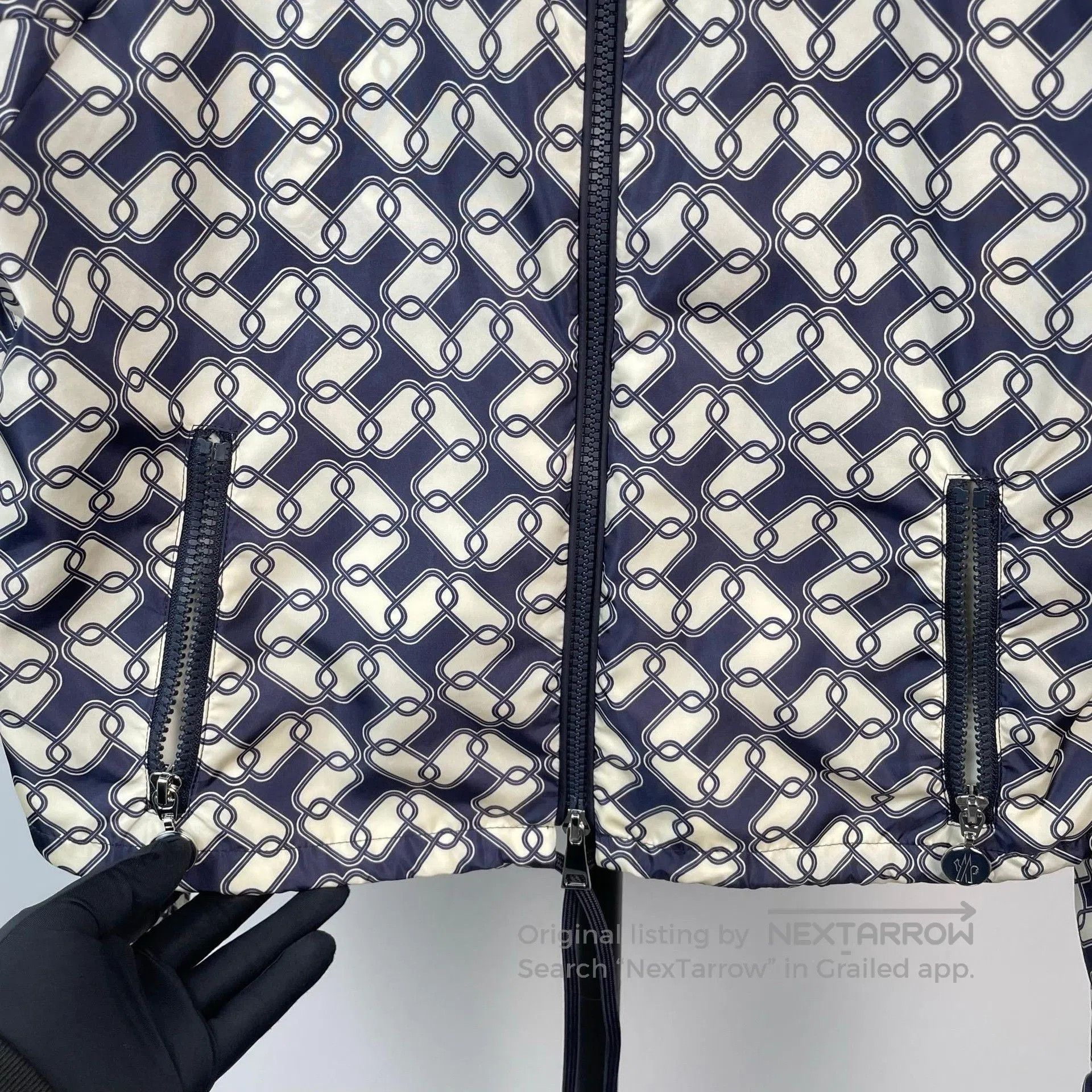 Moncler Moncler Blue White Monogram Hooded Jacket. Size XS / US 0-2 / IT 36-38 - 9 Thumbnail