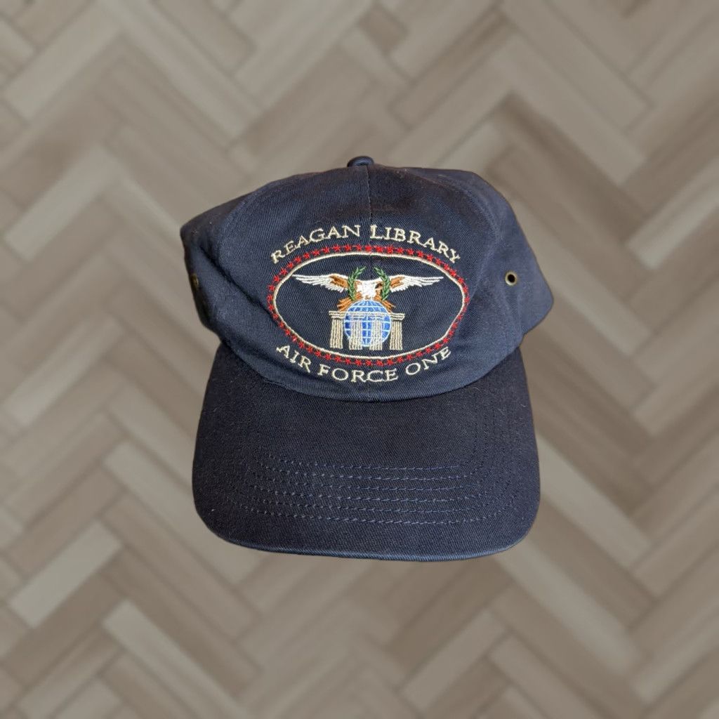 Logo 7 Reagan Library Air Force One Hat Embroidered Logo Adjustable Cap Navy Blue Men One Size Size ONE SIZE - 1 Thumbnail