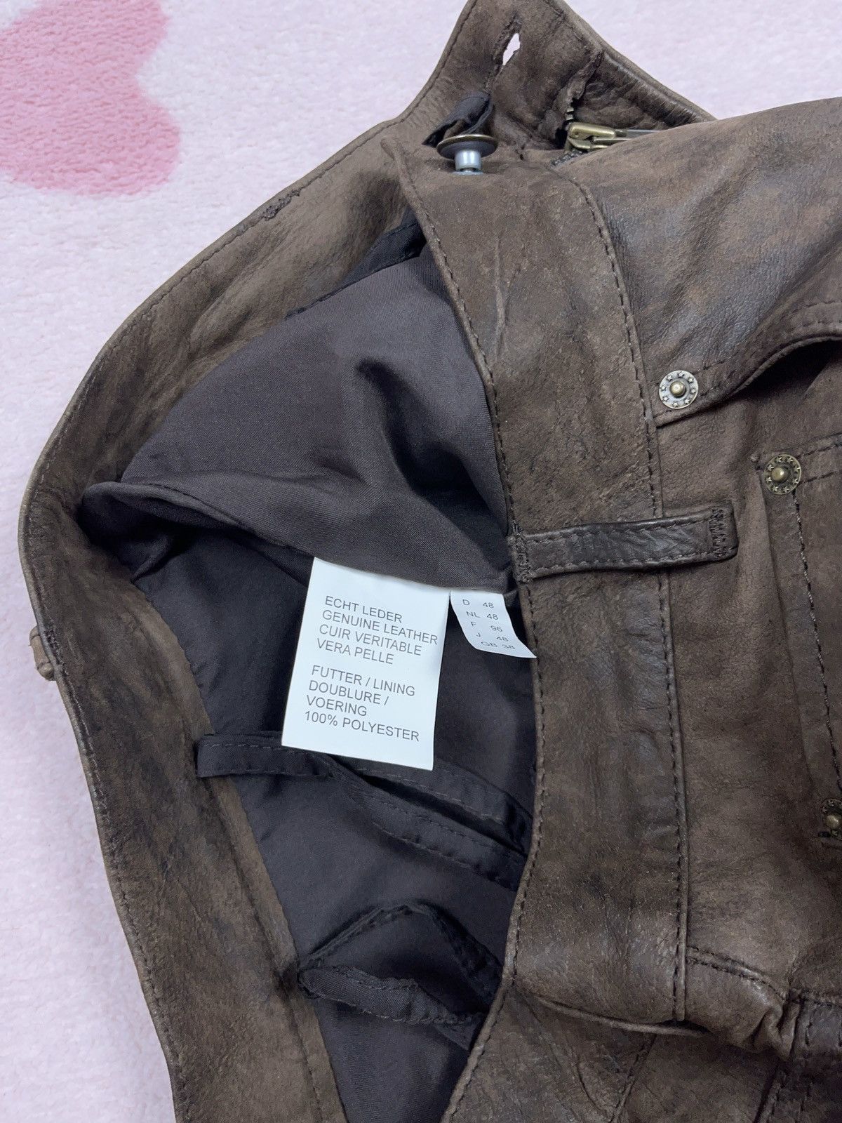 Genuine Leather ➕ sick fade vintage brown leather patina avant garde pants Size US 32 / EU 48 - 4 Thumbnail