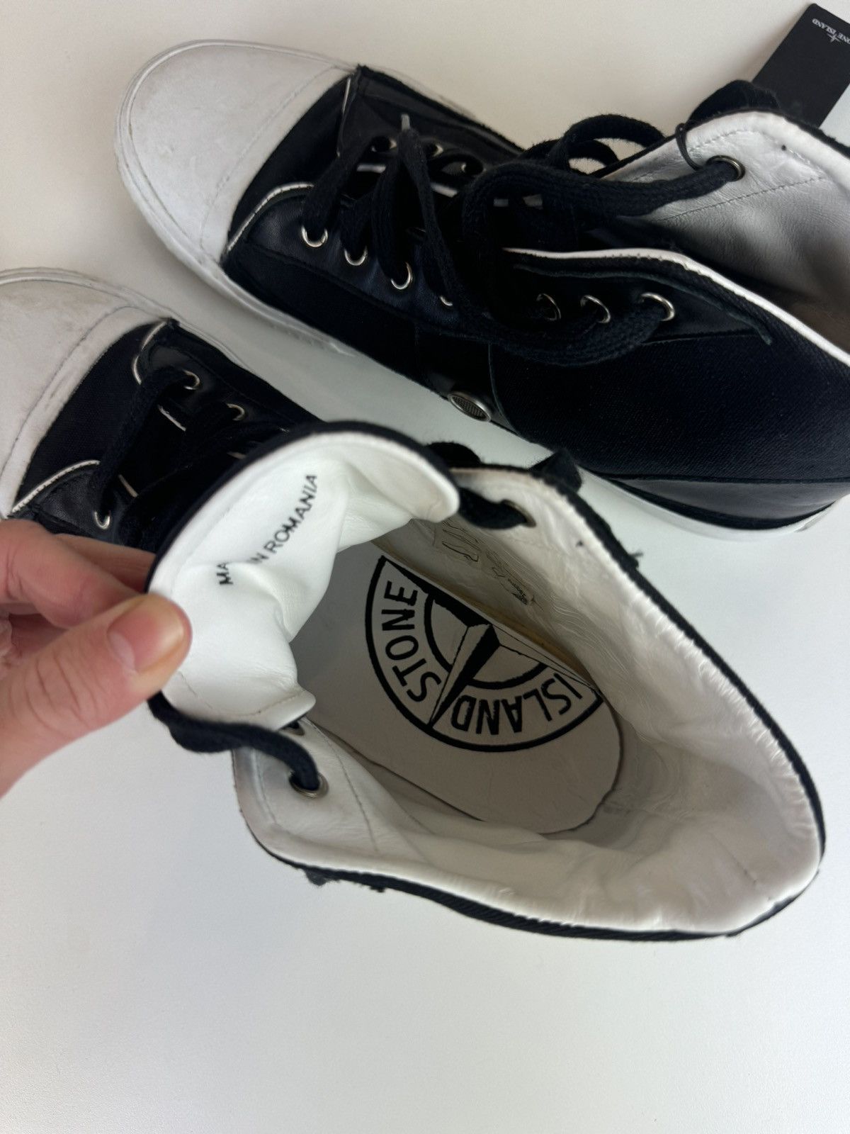 Stone Island Stone island leather tissue trainers high top sneakers 43 Size US 9.5 / EU 42-43 - 15 Thumbnail