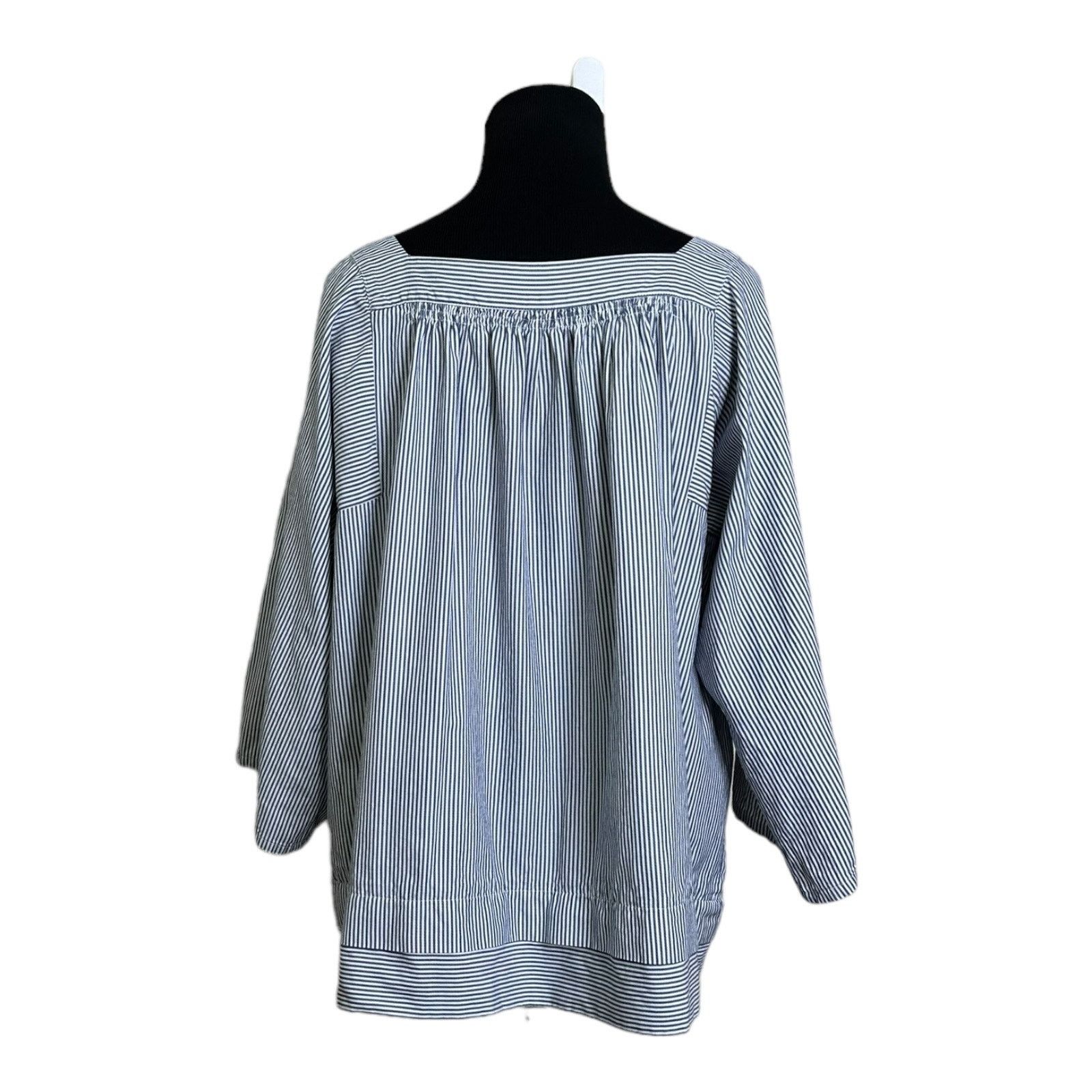 Vanessa Bruno Vanessa Bruno blue white stripes tunic top size 40/Medium Size M / US 6-8 / IT 42-44 - 5 Thumbnail