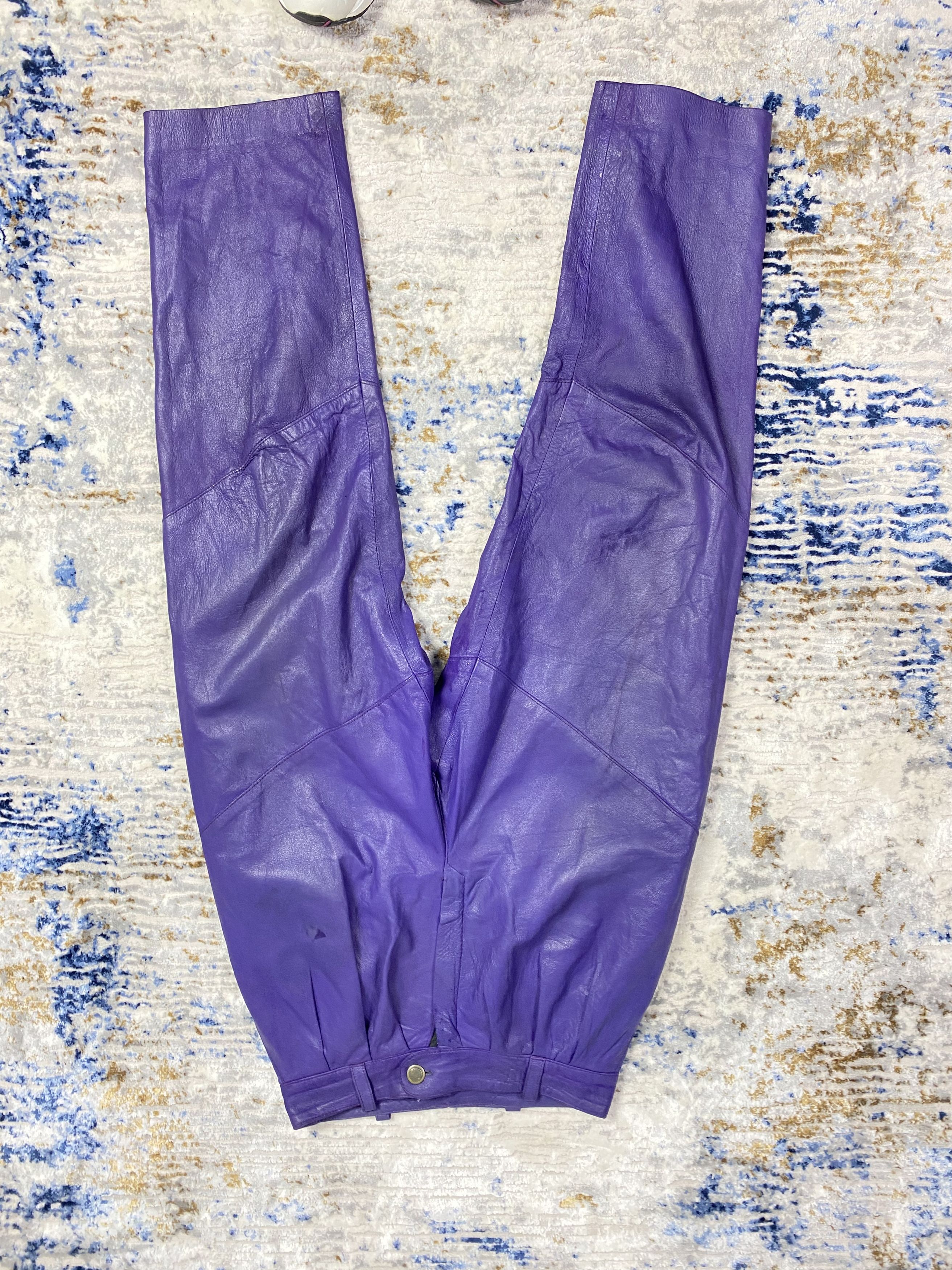 90s Black Genuine Leather Pants (XS/S)