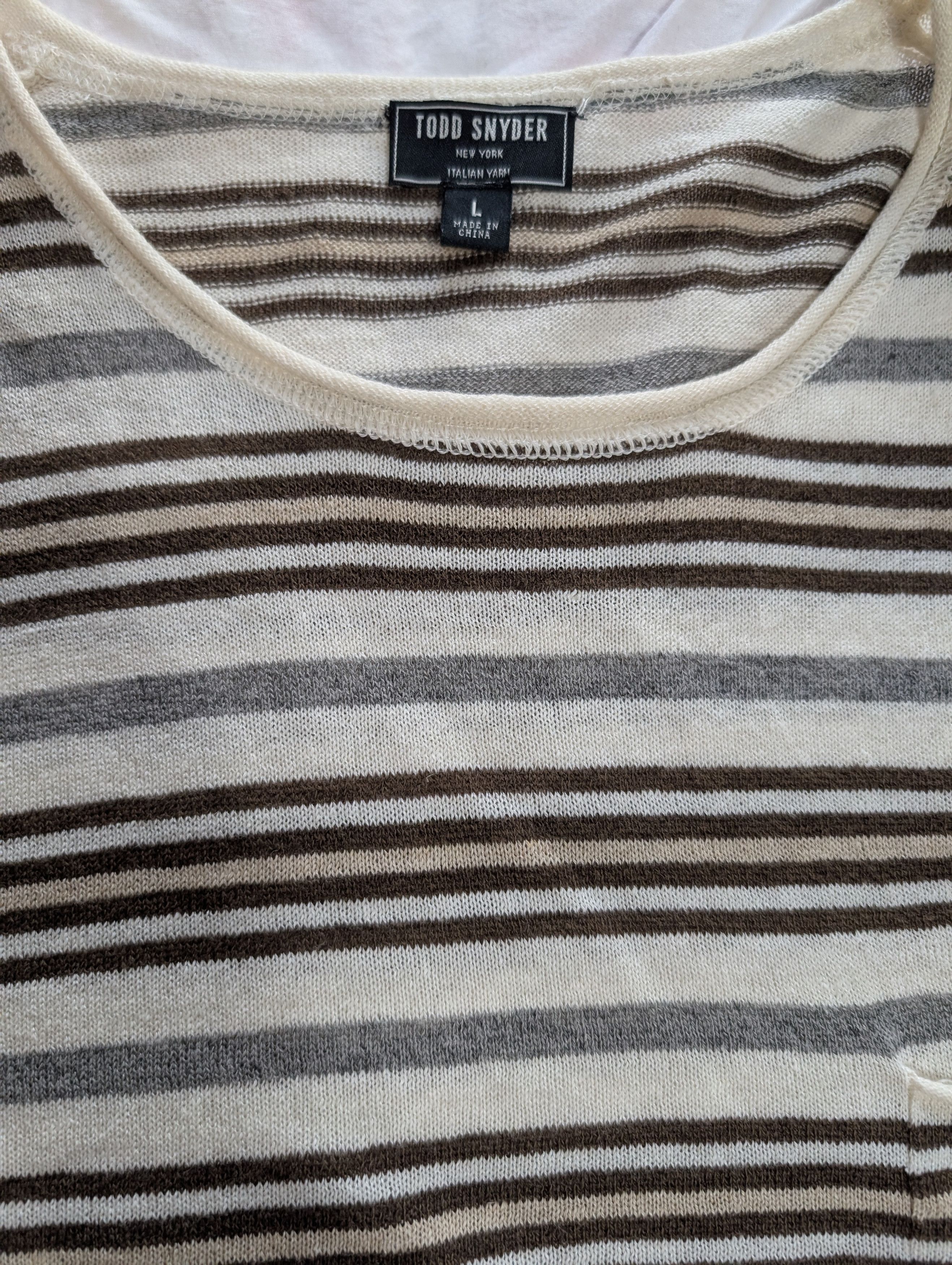 Todd Snyder Todd Snyder Striped Linen Shore Sweater in Chalk Size US L / EU 52-54 / 3 - 7 Thumbnail
