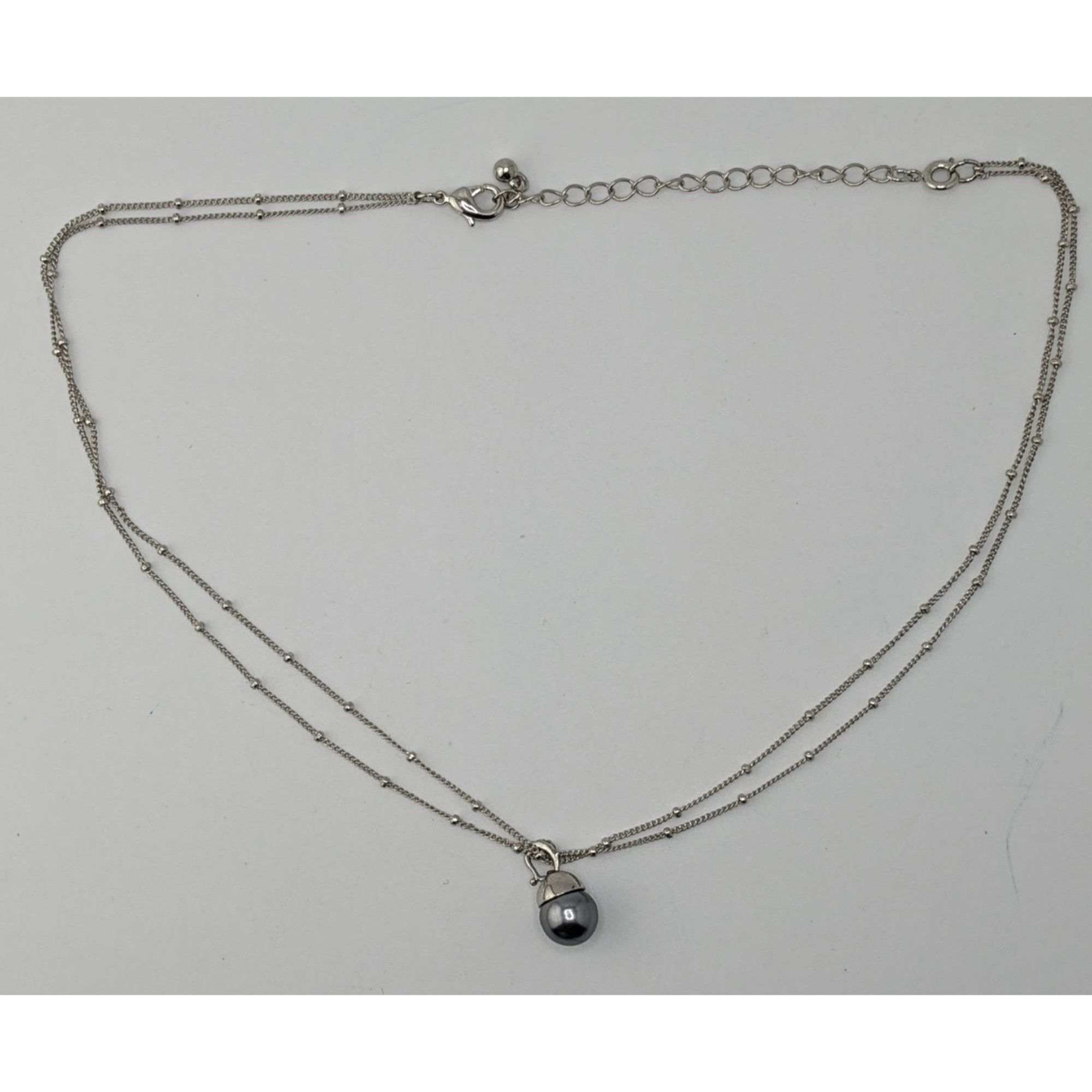Other Minimalist Dainty Silver Tone Double-Strand Necklace With Si Size ONE SIZE - 4 Thumbnail