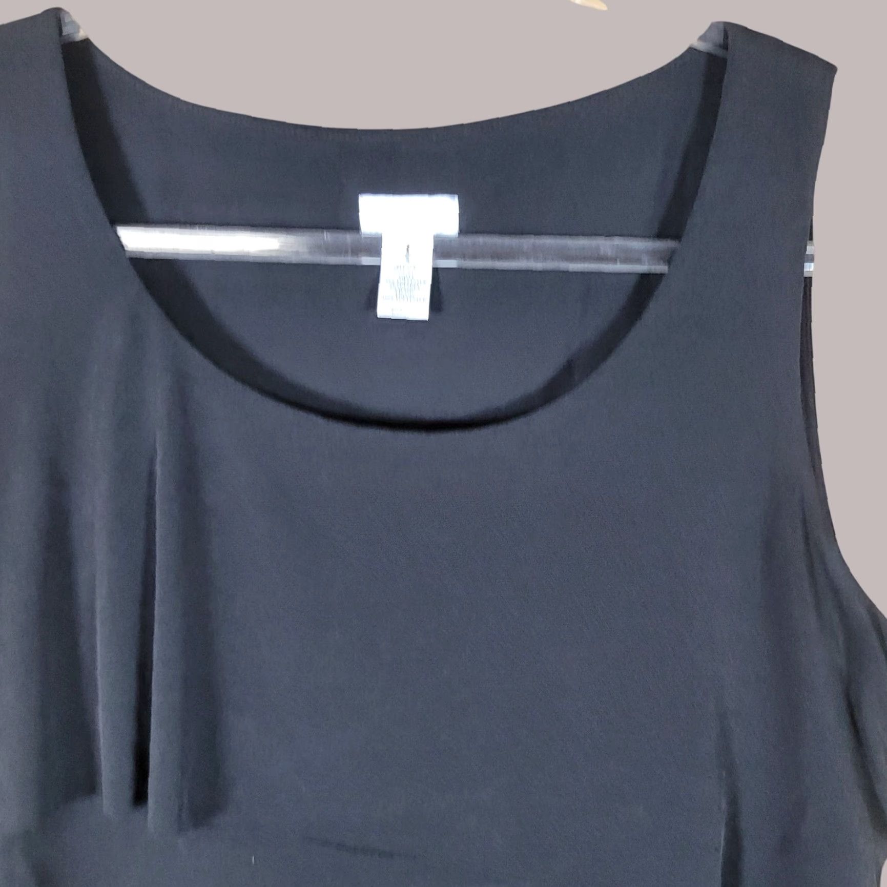Vintage Chicos Womens Sleeveless Tiered Tank Dress Size 1 Black Polyester/Spandex Knee Length Casual Split Layered Dress Tank Shirt? Size XS / US 0-2 / IT 36-38 - 2 Thumbnail