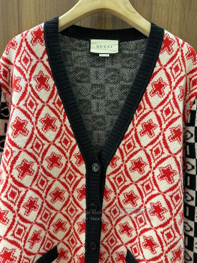 Gucci Gucci Red and white colour-matched diamond check coat Size L / US 10 / IT 46 - 3 Thumbnail