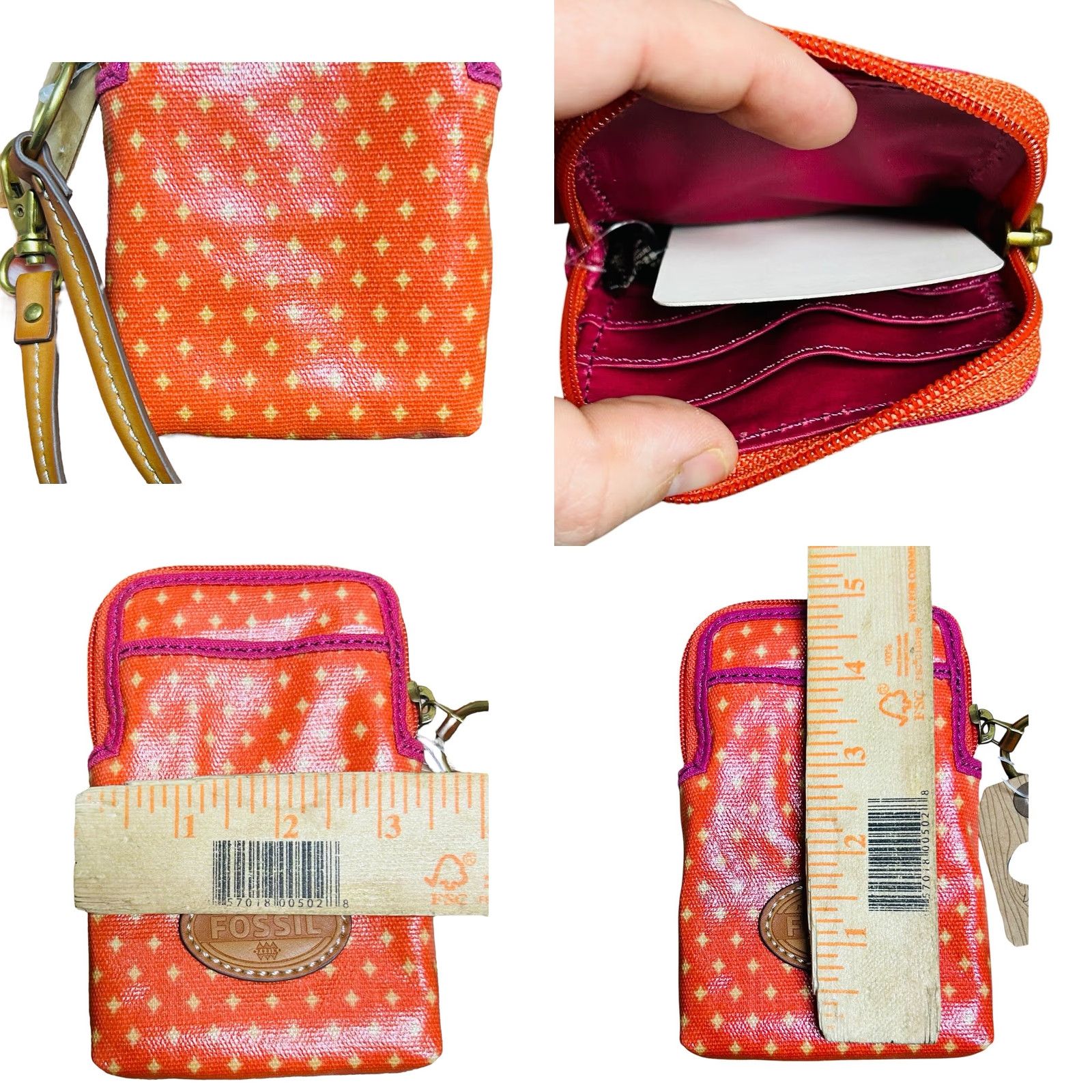 Fossil Fossil Key-Per Shopper Tote Bag Purse Coral Diamond Coated Canvas W/Wallet New Women Large Leather Handles Summer Couture 100% Nylon? Size L / US 10 / IT 46 - 11 Thumbnail