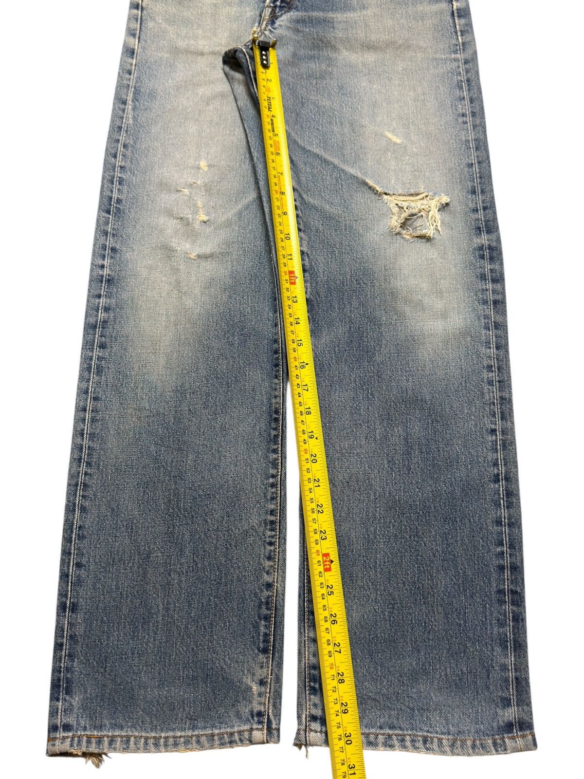 Vintage 90s Edwin 505xx Selvedge Blue Faded Wash Distressed