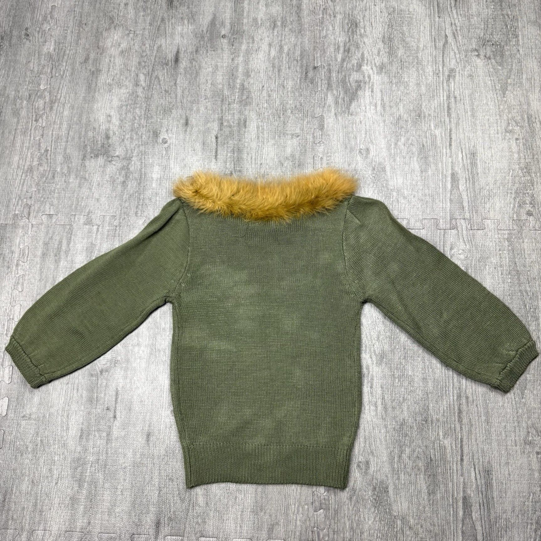 Vintage VINTAGE 1980s Creative Force Green Fur-Trim Boat Neck Sweater Women’s Medium Acrylic 80s New Wave Size M / US 6-8 / IT 42-44 - 4 Thumbnail