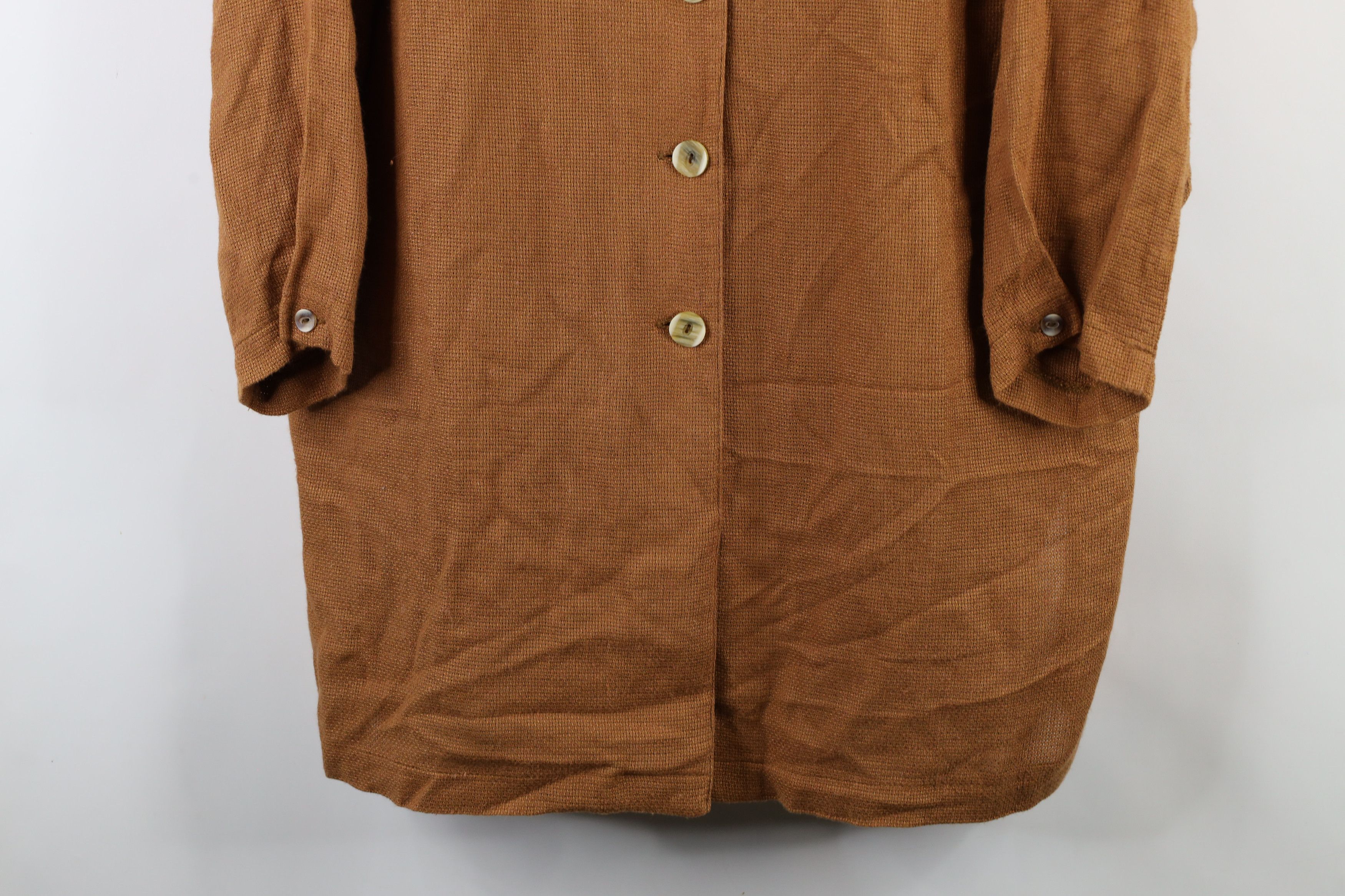 Vintage Vintage 90s Lagenlook Linen Blend Tunic Button Shirt Brown Size XXL / US 16-18 / IT 52-54 - 4 Thumbnail