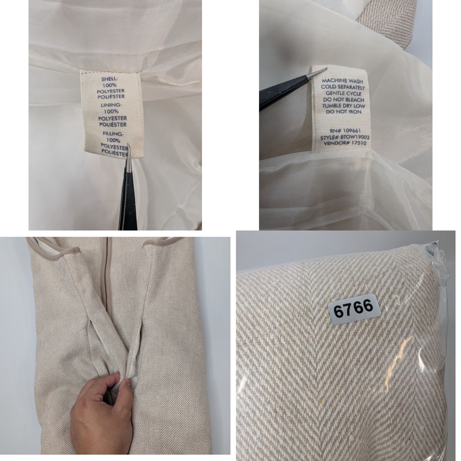 BKE VINTAGE BKE Vest Chevron Stripe Full Zip Tweed Insulated Cream Tan Beige Women's Large L Size L / US 10 / IT 46 - 8 Thumbnail