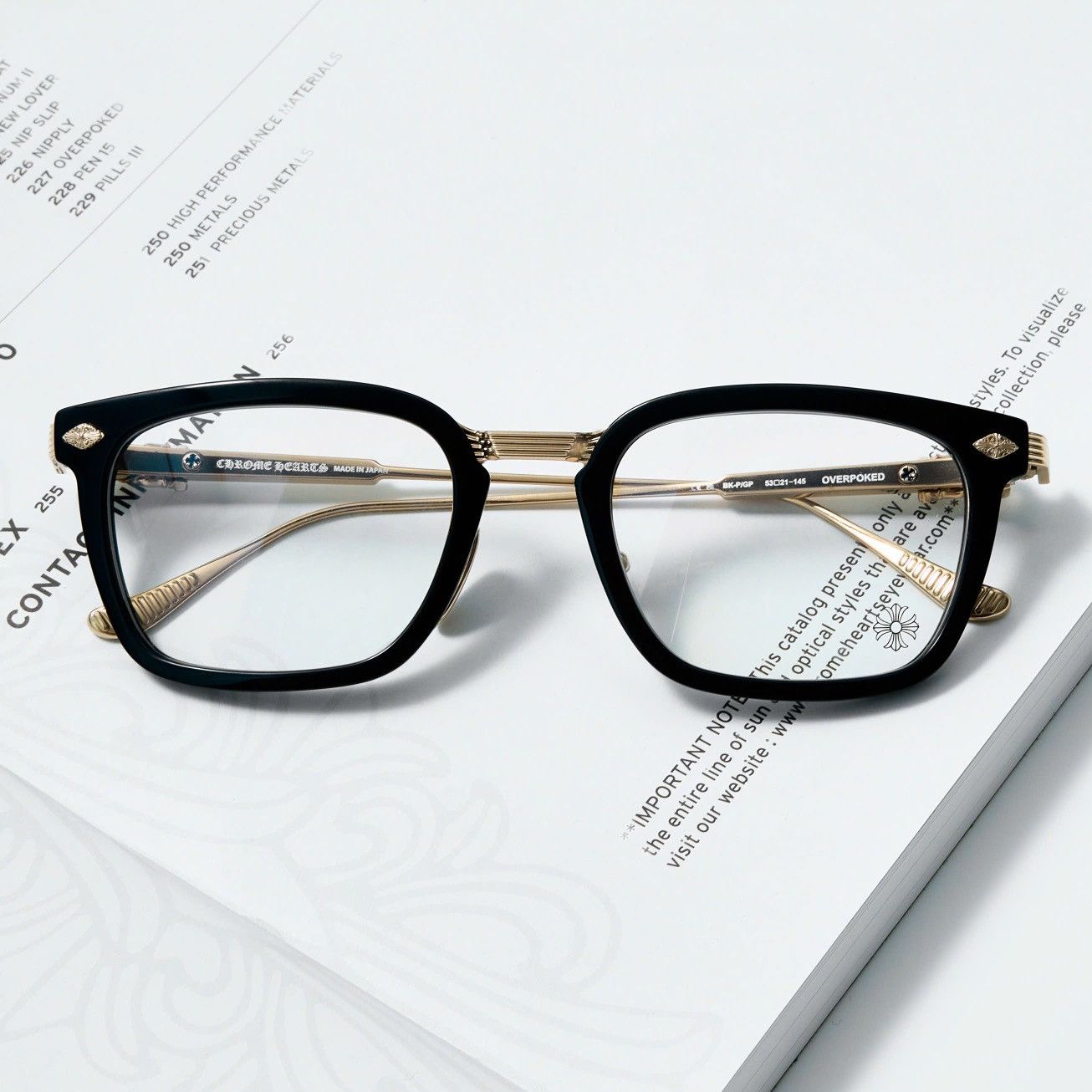 Chrome Hearts CHROME HEARTS OVERPOKED BLACK-PLASTIC/ GOLD PLATED GLASSES Size ONE SIZE - 6 Thumbnail