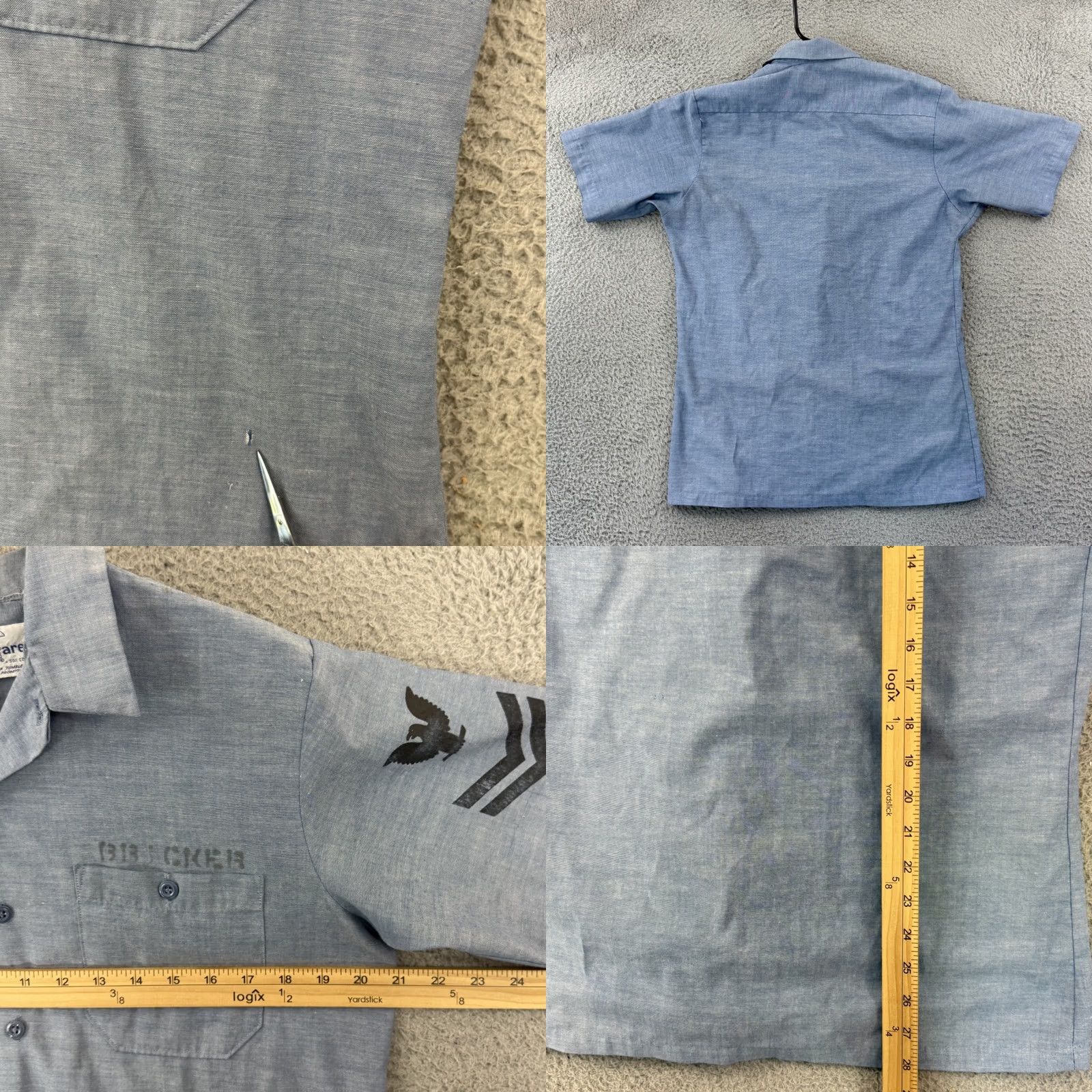 Vintage VINTAGE Seafarer Shirt Mens M Chambray Button Up 60s USA Navy Seafarer Blue Cotton Blend Short Sleeve 42 Chest Size US M / EU 48-50 / 2 - 8 Thumbnail