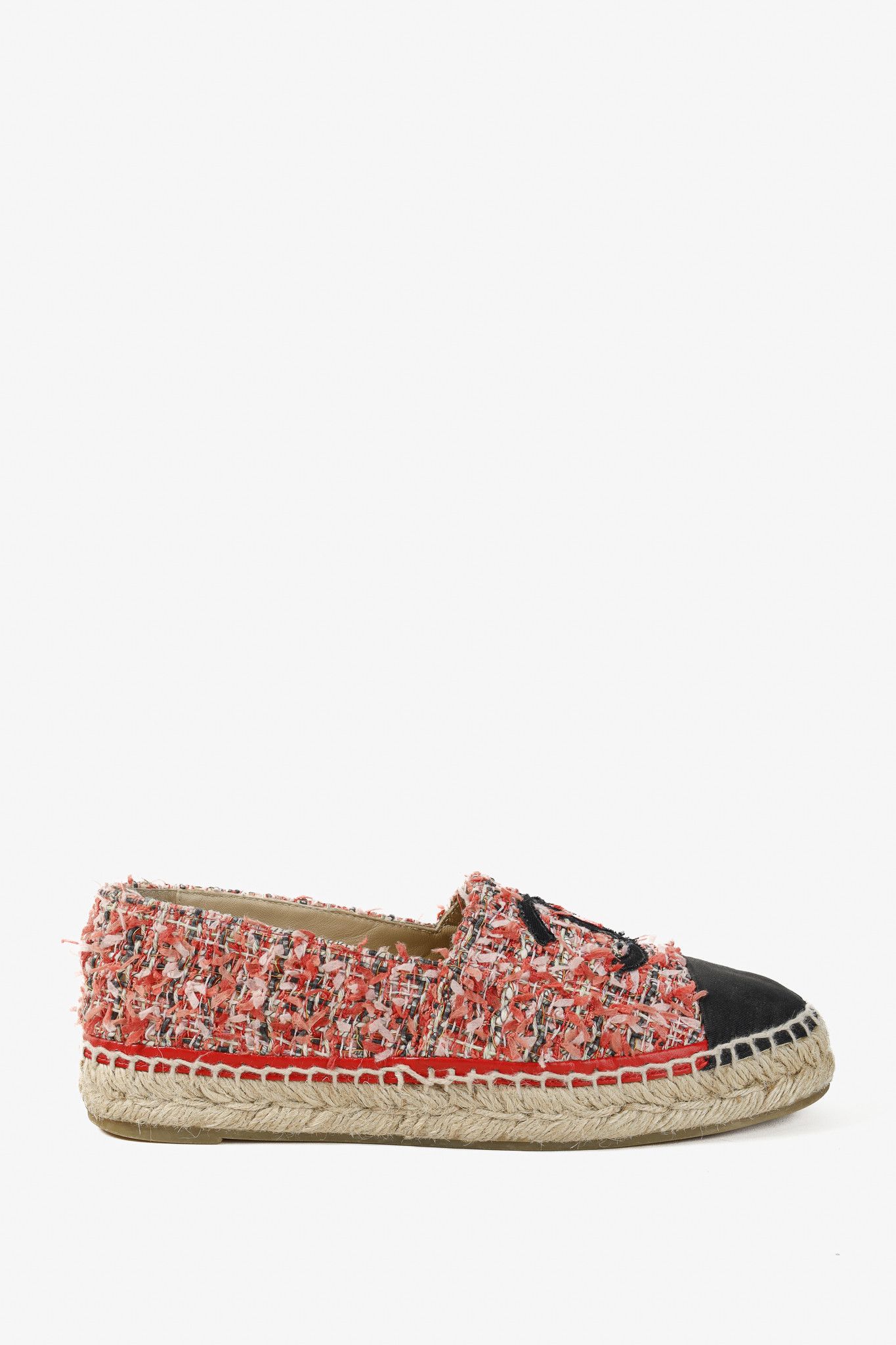 Chanel Chanel 21C Coral Tweed Grosgrain CC-Logo Espadrilles Size US 6.5 / IT 36.5 - 2 Thumbnail