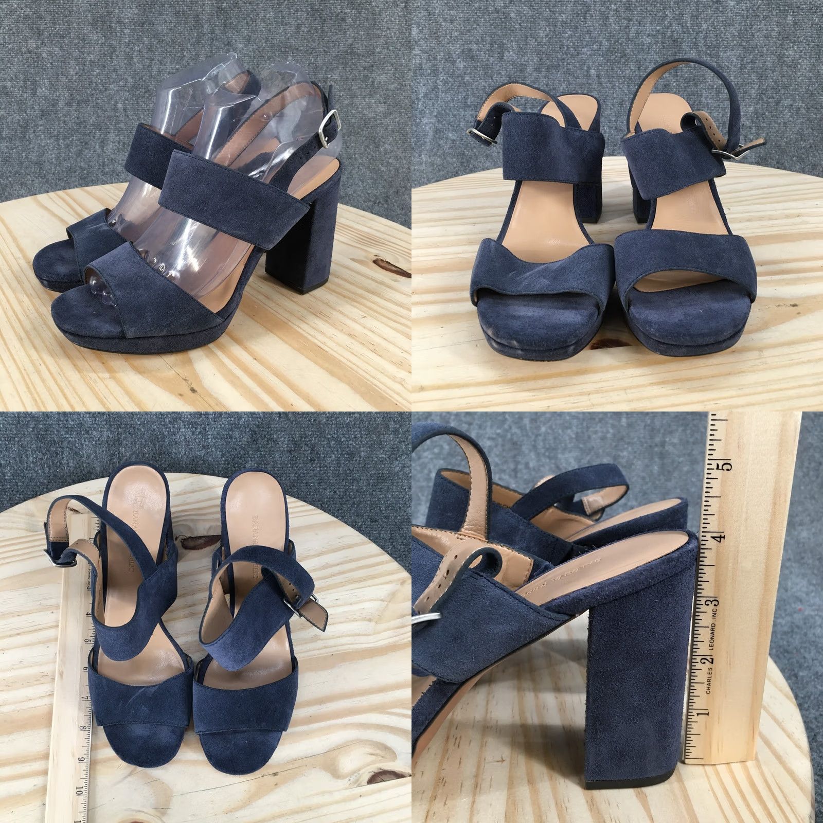 Banana Republic Banana Republic Sandals Womens 8 M Slingback Blue Peep Toe Casual Block Heels Shoes Size US 8 / IT 38 - 8 Thumbnail