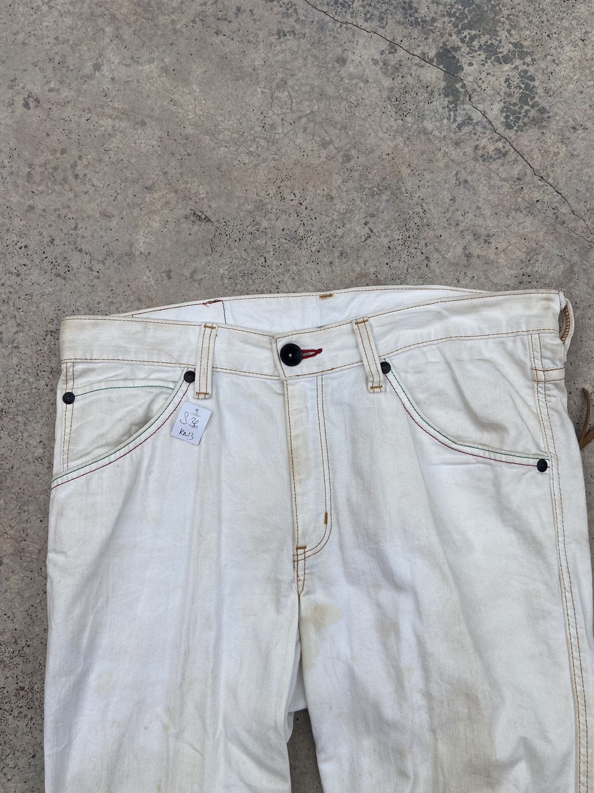 Stained Denim Edwin Blue Trip jeans street wear white color