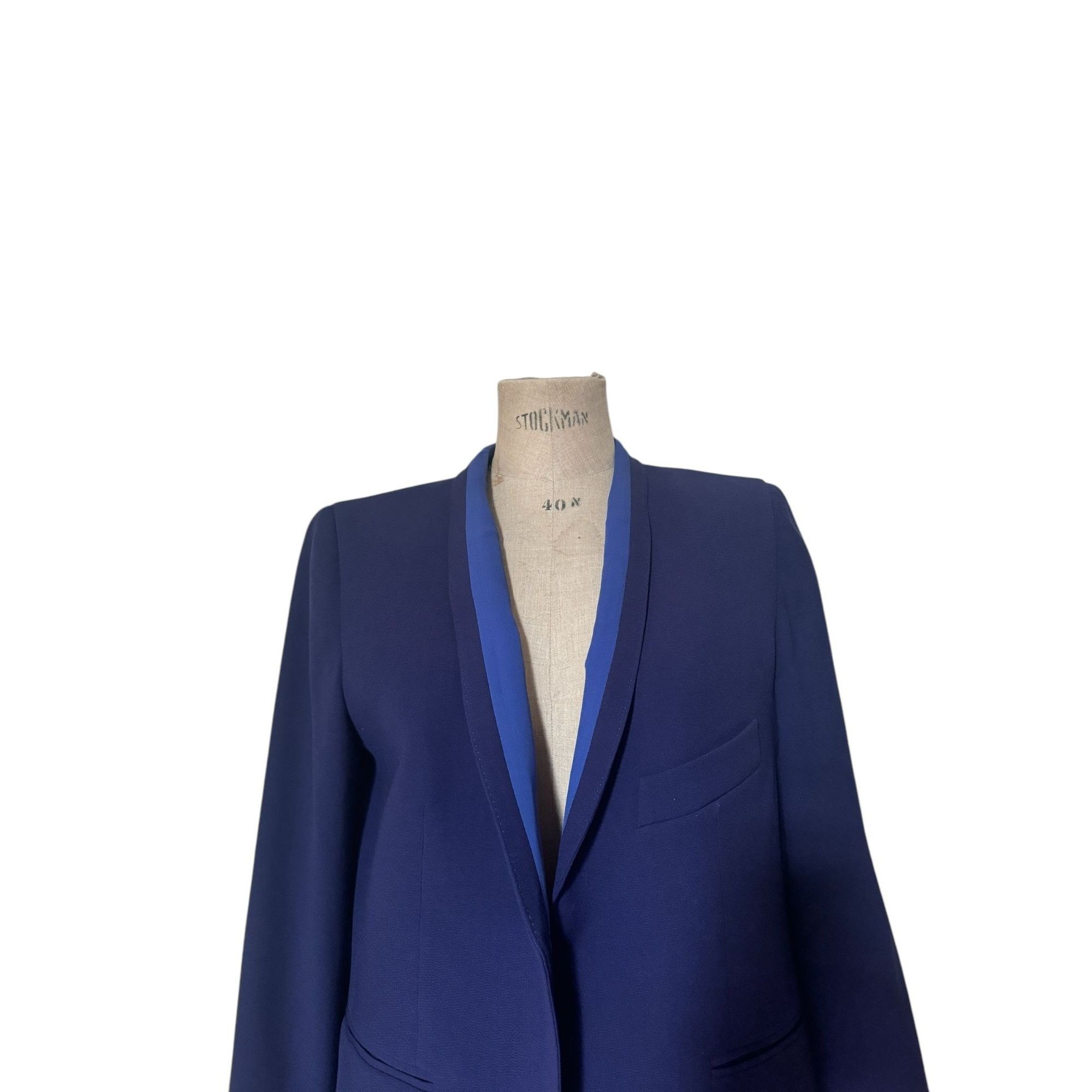 Hermes Navy Wool Blazer with Contrasting Lapel Size L / US 10 / IT 46 - 2 Thumbnail