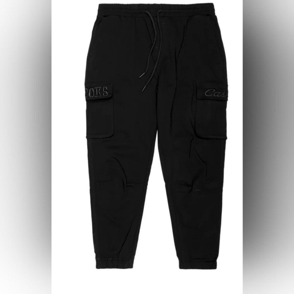Crooks & castles black CNC bungee cargo joggers size large