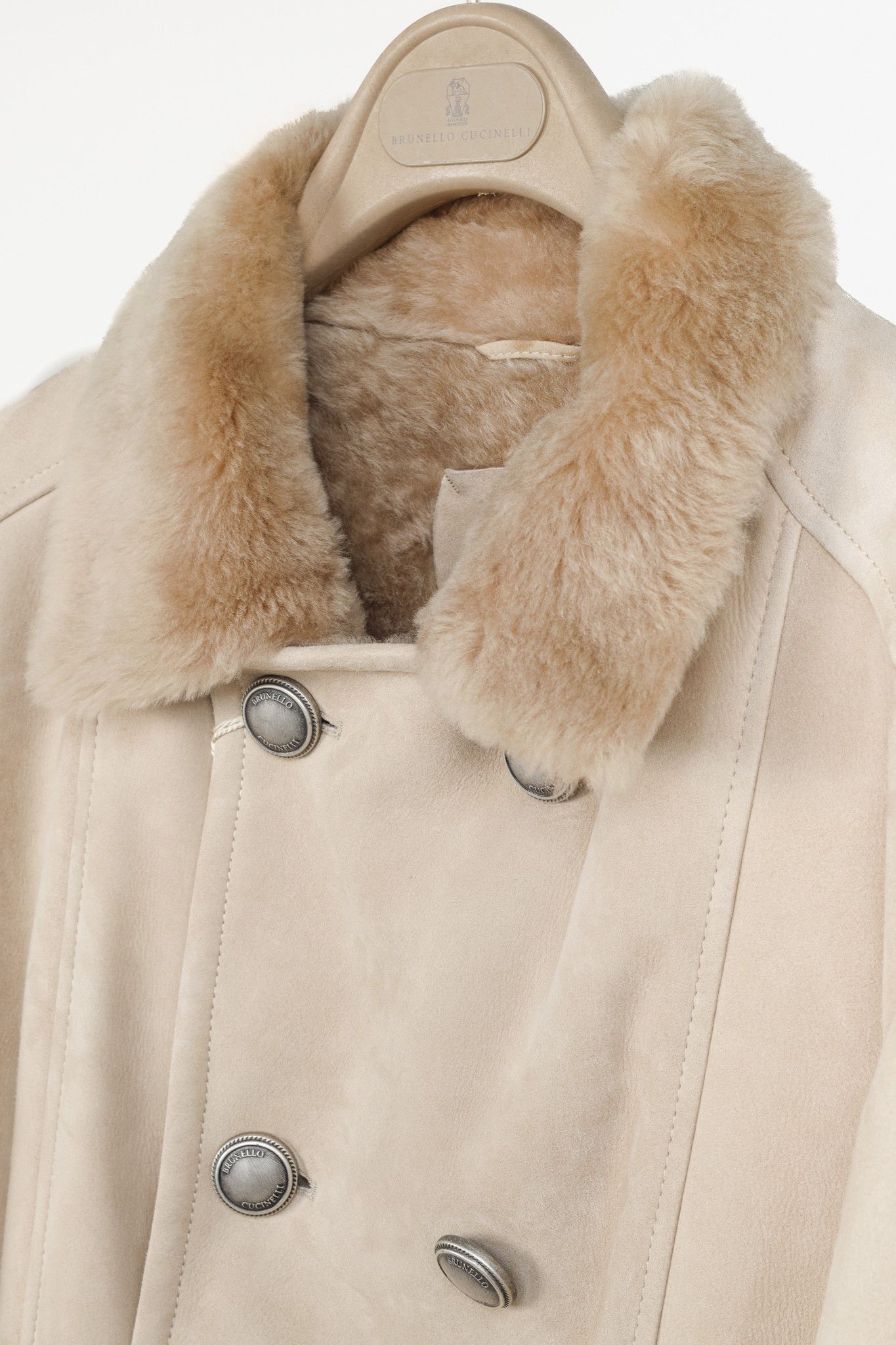 Brunello Cucinelli Brunello Cucinelli Beige Sharpa Sheepskin Fur Peacoat Size US M / EU 48-50 / 2 - 12 Thumbnail