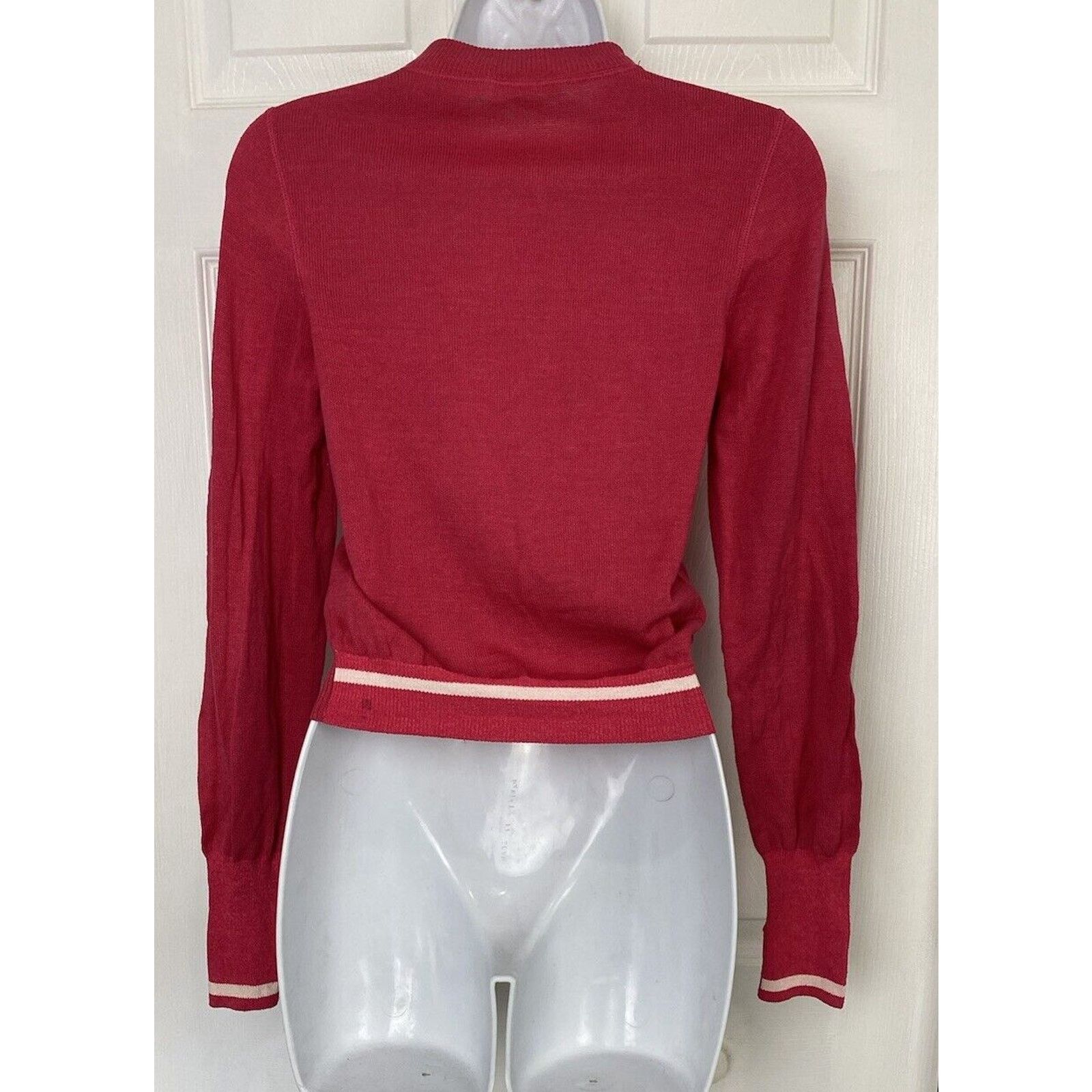 Prada VTG Y2K Prada Pink White Stripe Cardigan Snap Button US 6 Size M / US 6-8 / IT 42-44 - 5 Thumbnail
