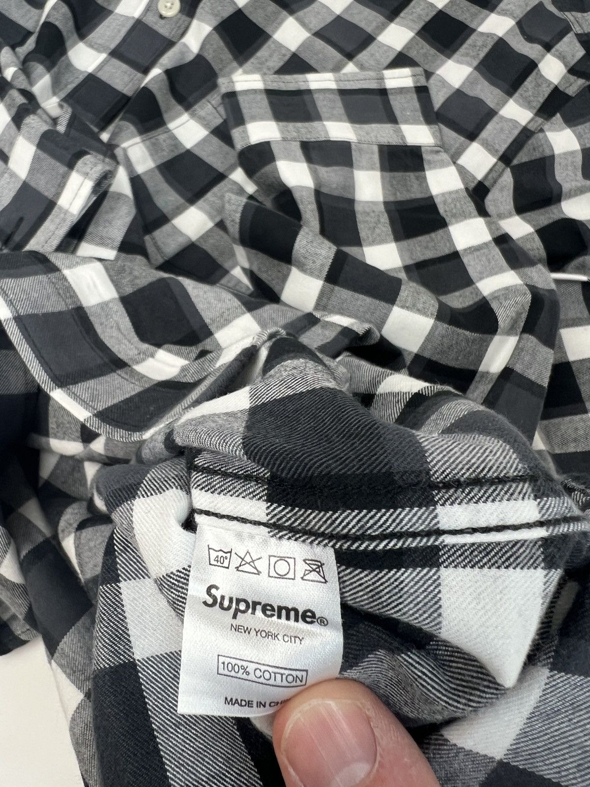 Supreme Black White Checkered Plaid Shirt Size US XL / EU 56 / 4 - 5 Thumbnail
