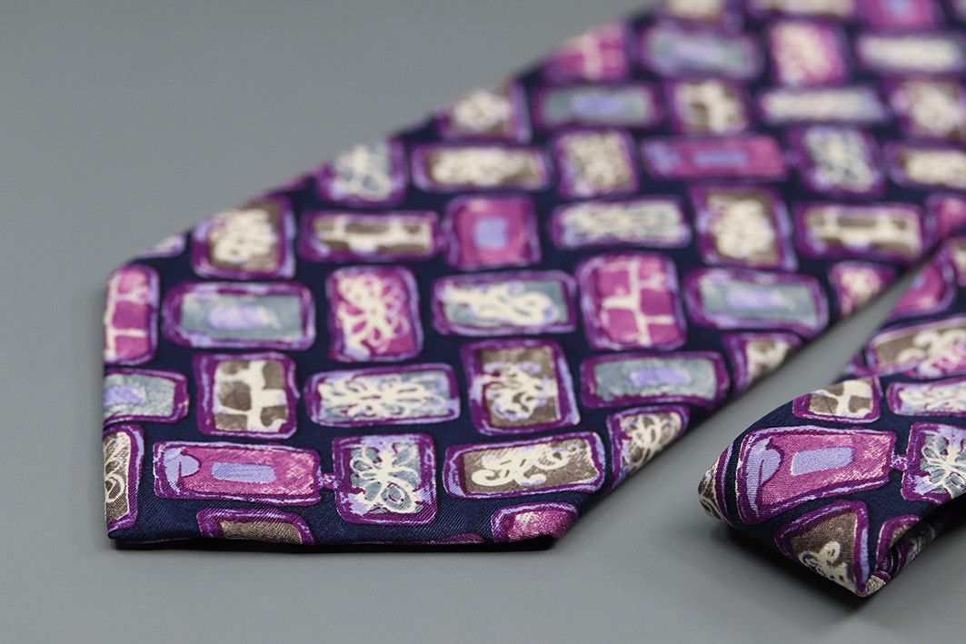 Altea Vintage Altea Milano Silk Tie – Abstract Pattern Size ONE SIZE - 7 Thumbnail