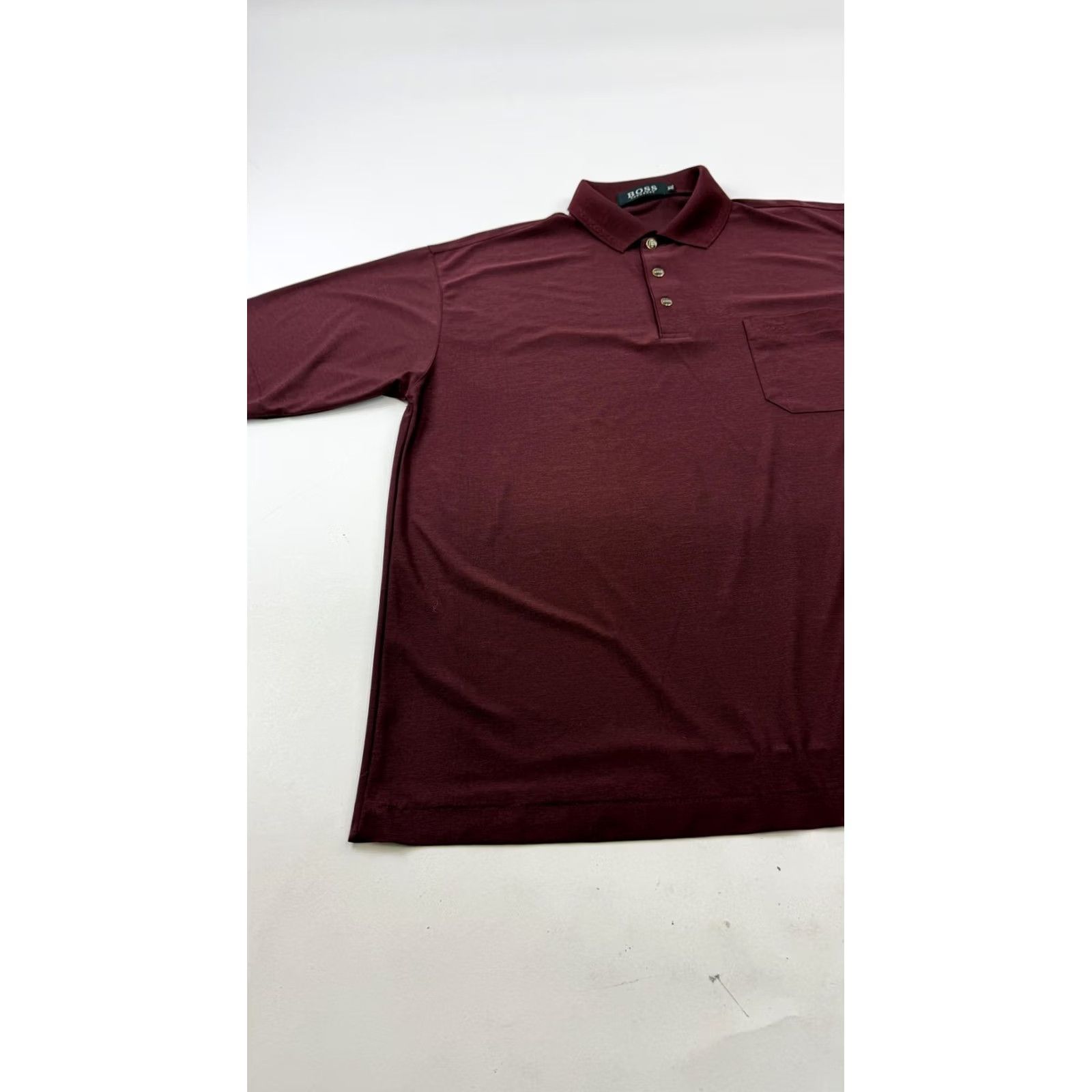 Vintage Boss Polo Shirt Mens Big 1X Red 100% Silk Short Sleeve Pocket Big & Tall Size US XL / EU 56 / 4 - 2 Thumbnail