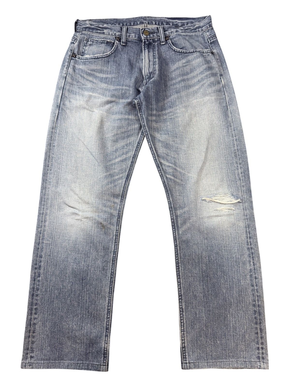 Lee × Number (N)ine Vintage 90s Japanese Denim Lee Distressed Faded Wash Jeans Size US 33 - 1 Thumbnail