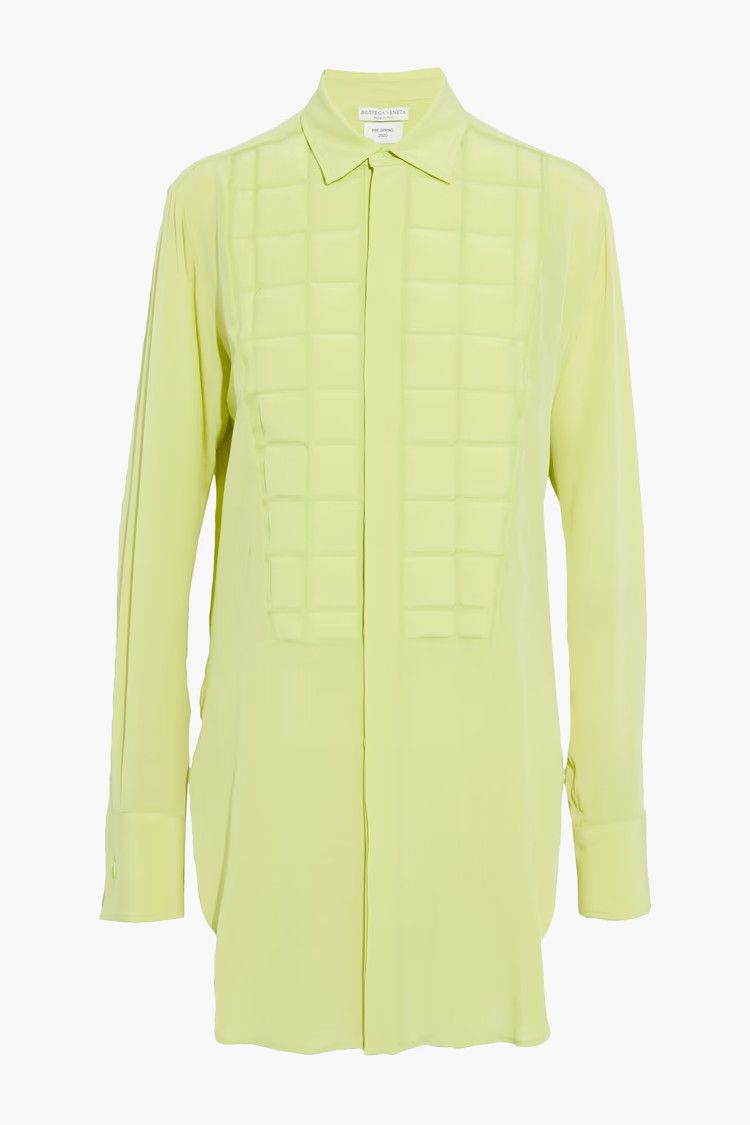 Bottega Veneta o1y0725 Silk Shirt in Light Green Size S / US 4 / IT 40 - 1 Thumbnail