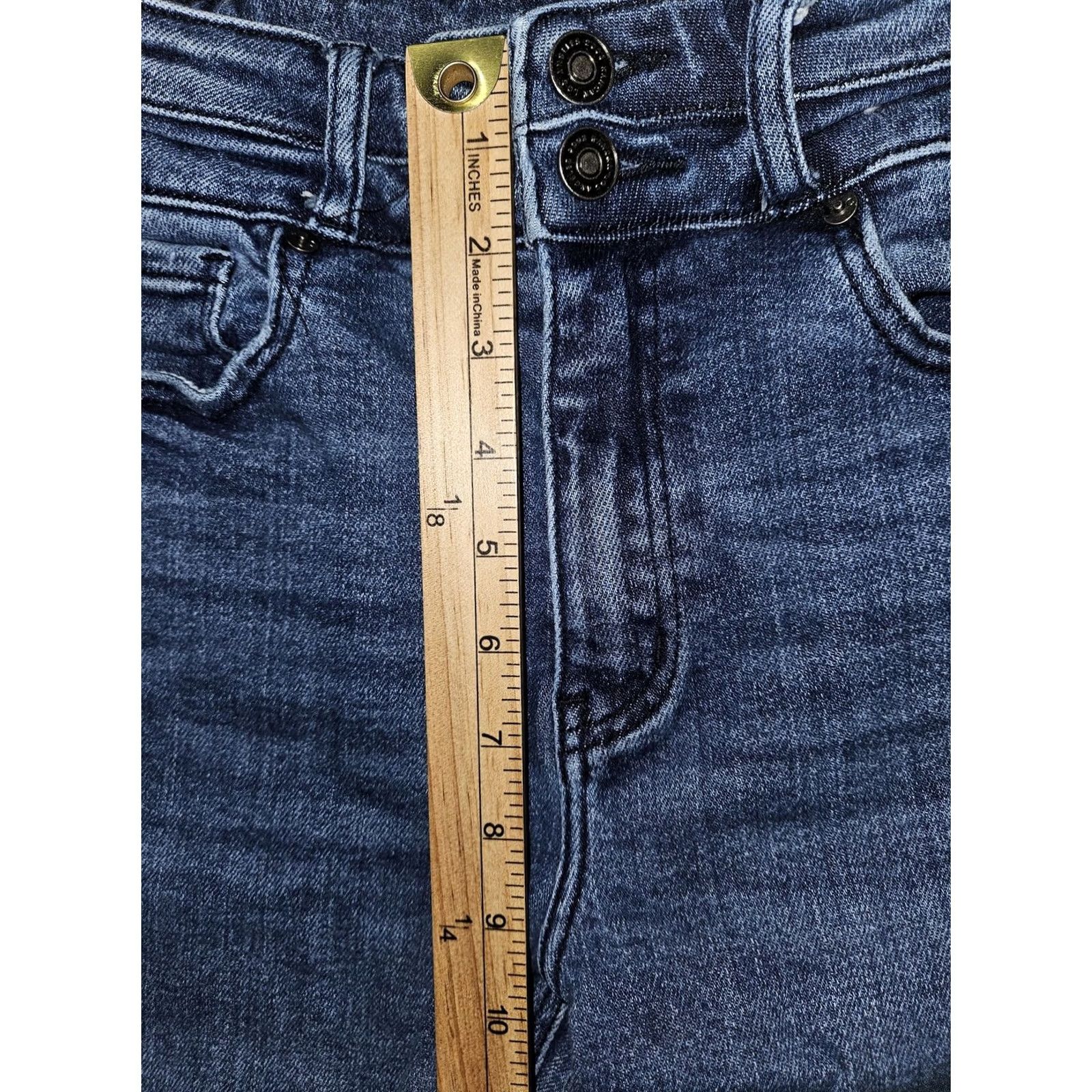 Vintage KanCan Jeans Juniors 9/28 Blue Mid Rise Skinny Distressed Stretch Denim Pants Size 30" / US 8 / IT 44 - 5 Thumbnail