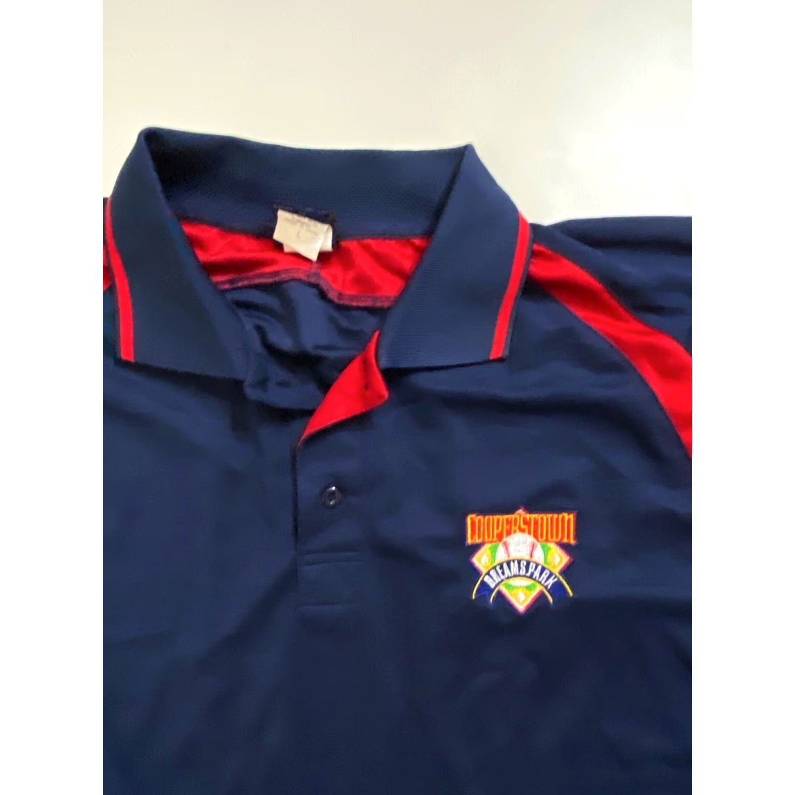 Vintage Cooperstown Embroidered Baseball POLO Shirt Poly Large L Mens Size US L / EU 52-54 / 3 - 2 Thumbnail