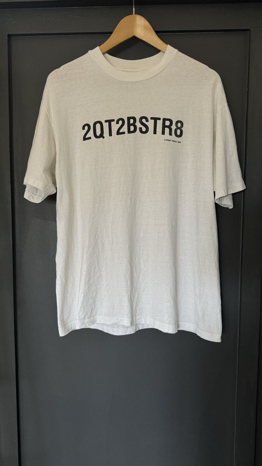 Designer × Vintage 1991 Dont Panic 2QT2BSTR8 vintage white t-shirt Size US L / EU 52-54 / 3 - 1 Thumbnail