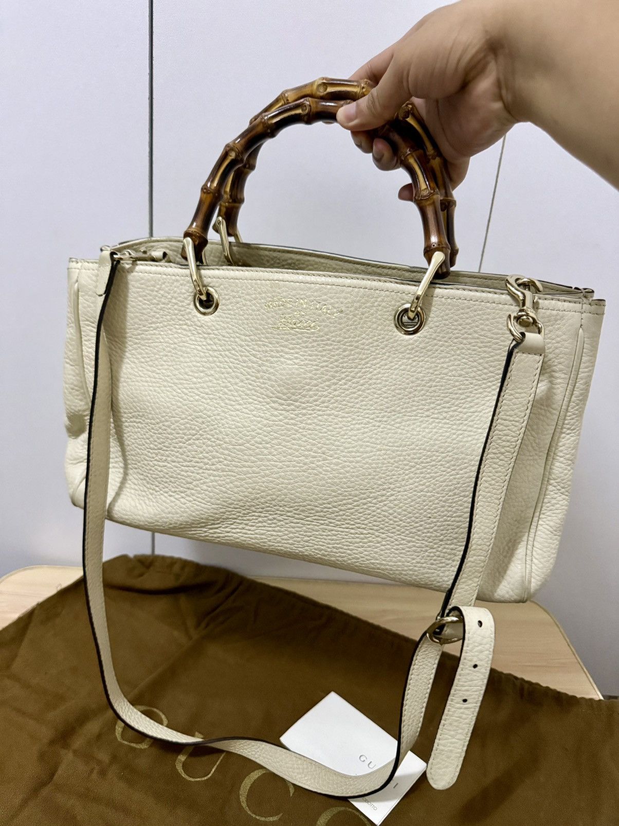 Gucci Gucci Bamboo Shopper Pebbled Leather 2 way Small Size ONE SIZE - 6 Thumbnail