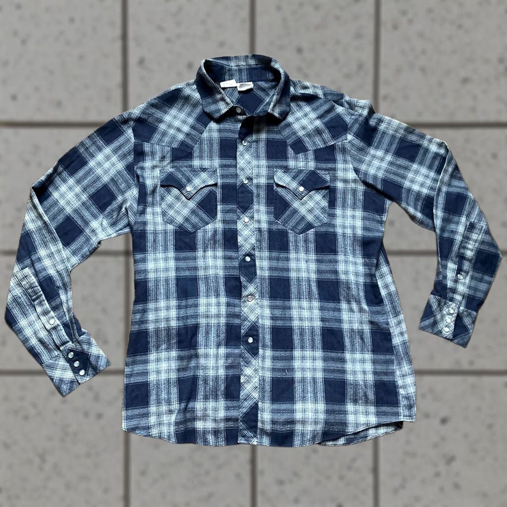 Vintage VINTAGE Kennington Shirt Mens XL Western Plaid Blue Cotton Polyester Button-Up Snaps Casual Cowboy Geometric Long Sleeve Size US XL / EU 56 / 4 - 1 Thumbnail