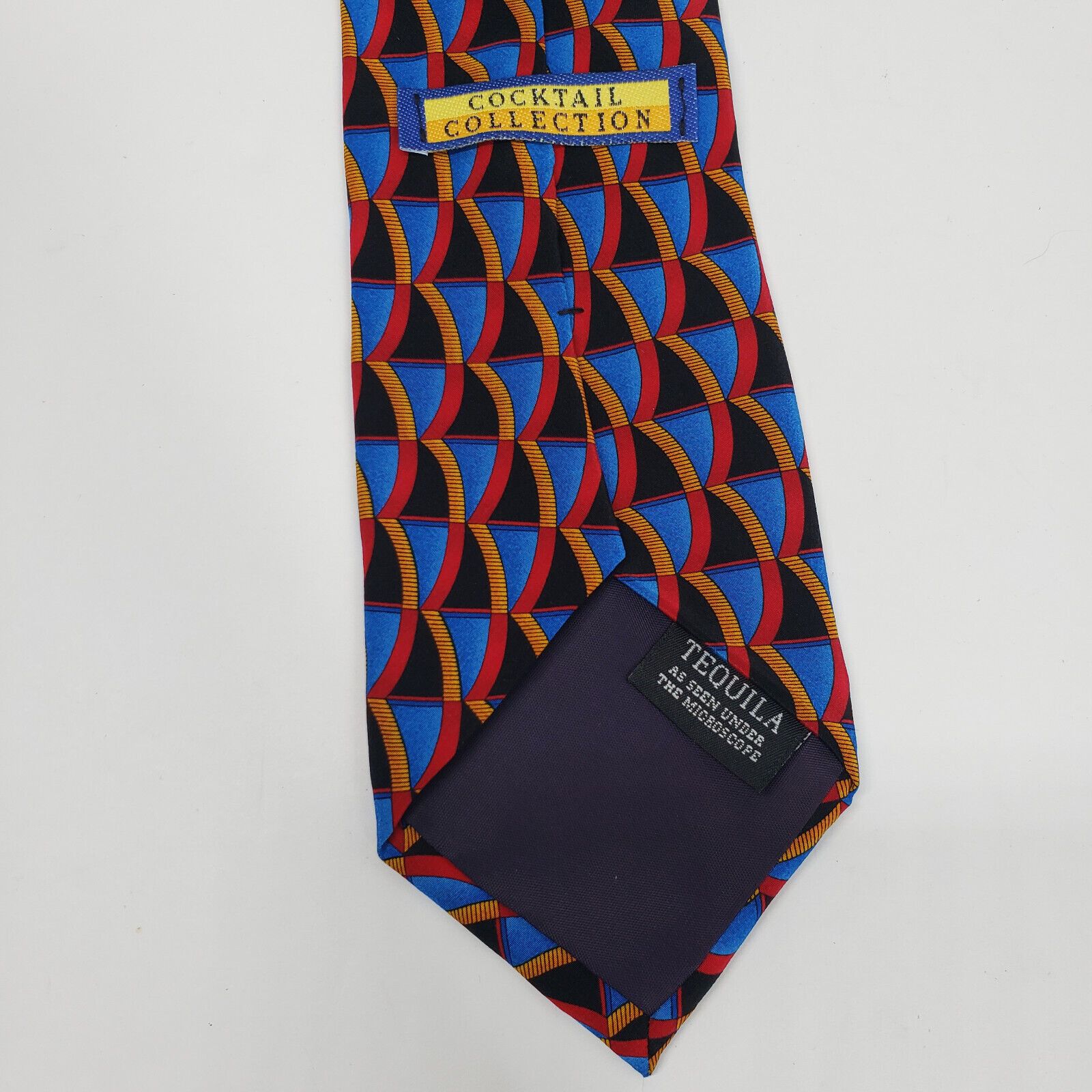 Vintage Cocktail Collection Tequila Mens Silk Necktie Red Geometric Size ONE SIZE - 4 Thumbnail
