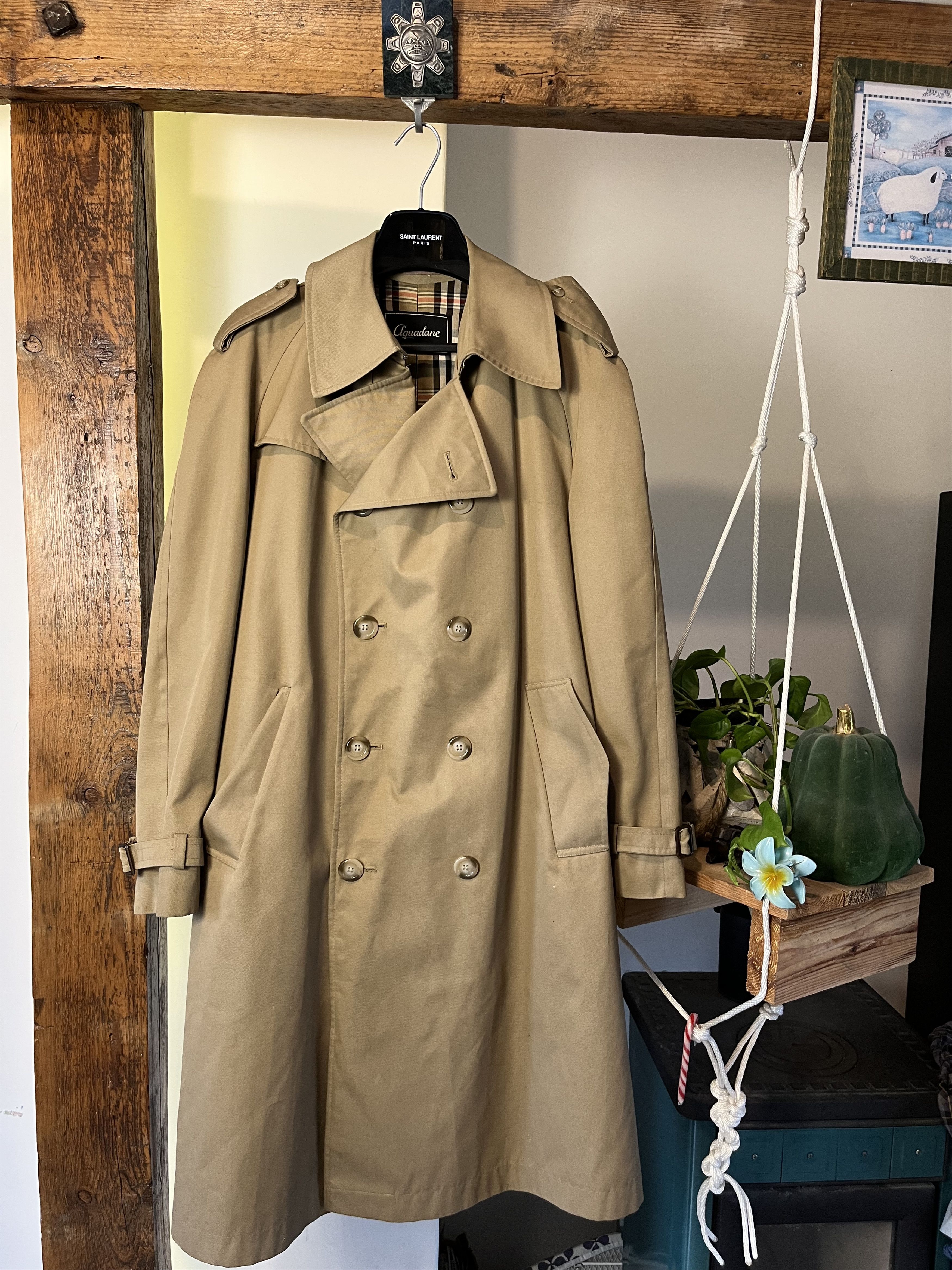 Vintage Vintage 90s Aquadane Casual Beige Wool Trenchcoat Size US L / EU 52-54 / 3 - 1 Thumbnail