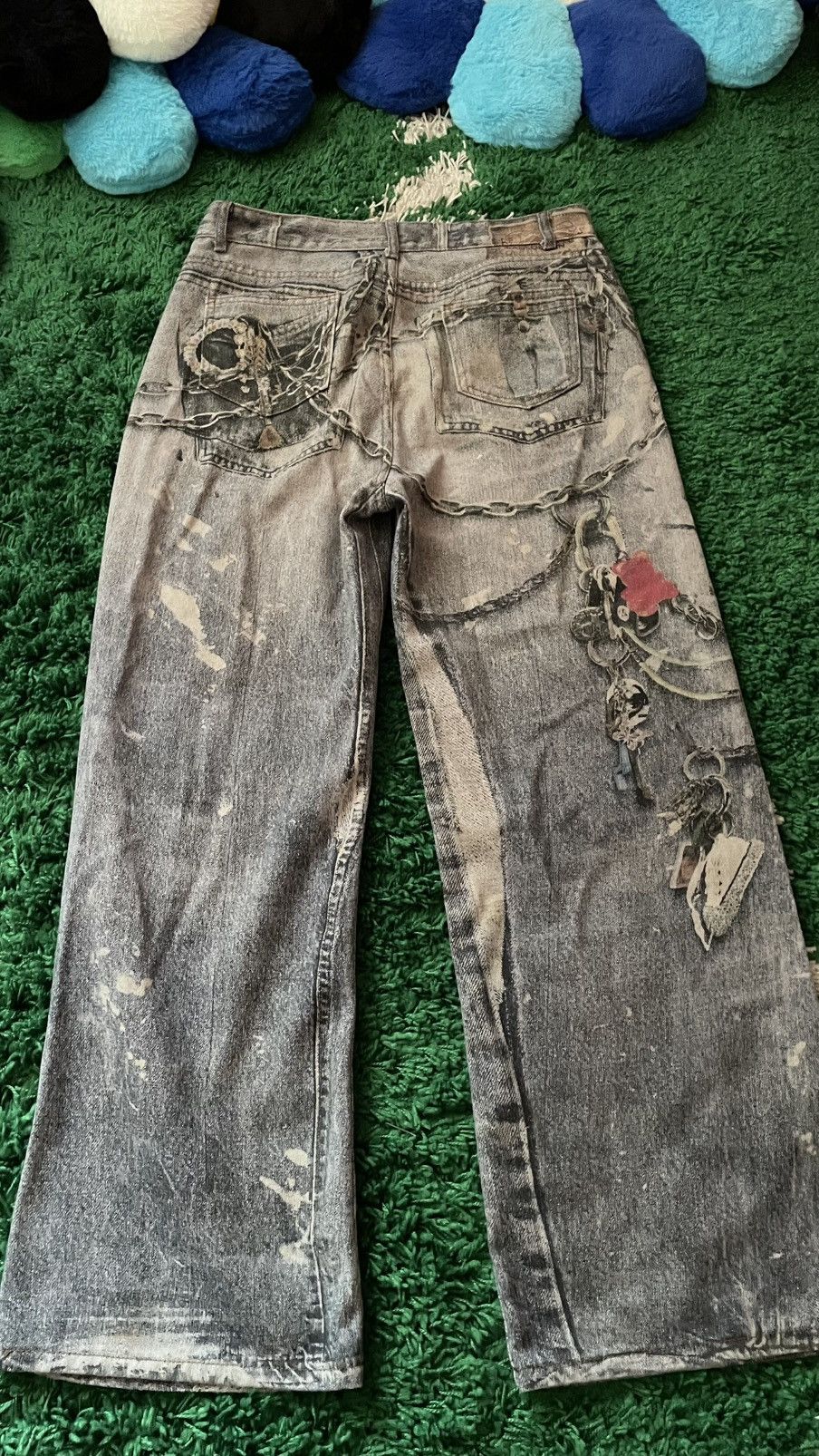 Vintage Chain painted denim barrel Ansley printed acne y2k Size US 32 / EU 48 - 3 Thumbnail