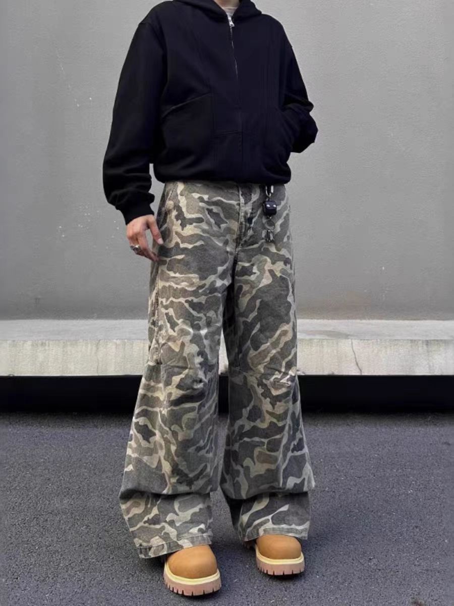 Japanese Brand × Vintage High street baggy micro flare vintage washed camo work pants Size US 34 / EU 50 - 3 Thumbnail