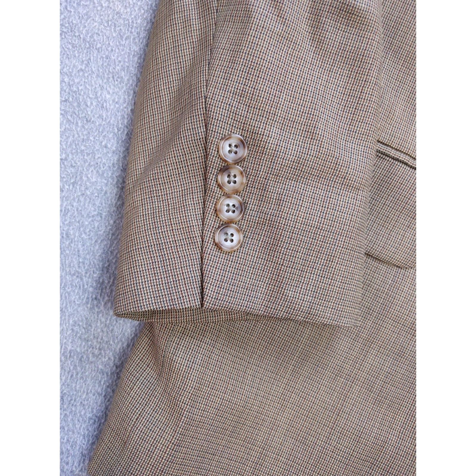 Oscar De La Renta Oscar de la Renta Blazer Mens 40R Brown Micro Houndstooth Sports Coat Jacket Size 40R - 3 Thumbnail