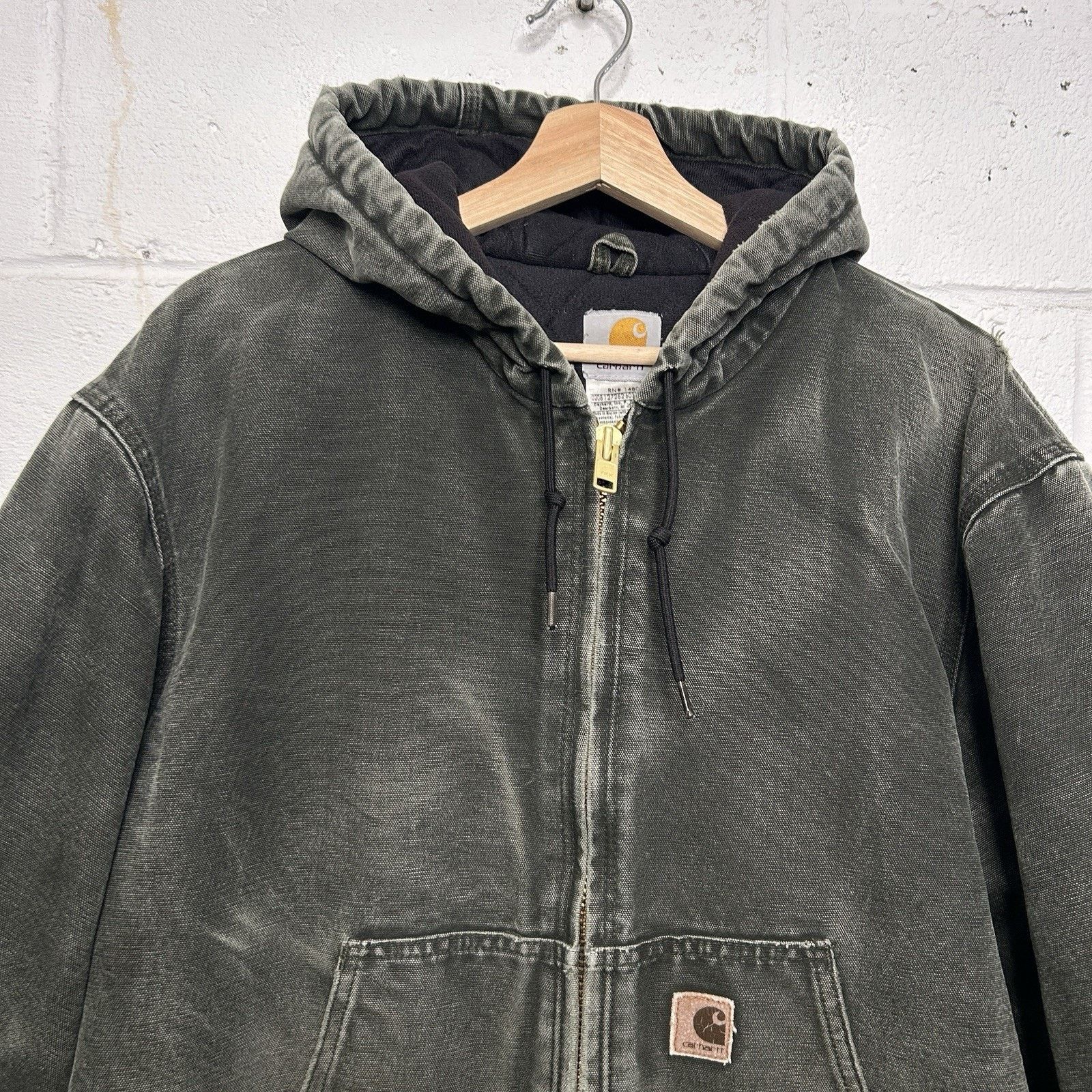 Carhartt Vintage Carhartt Quilted Hooded Active Jacket “Moss Green” Size US L / EU 52-54 / 3 - 3 Thumbnail