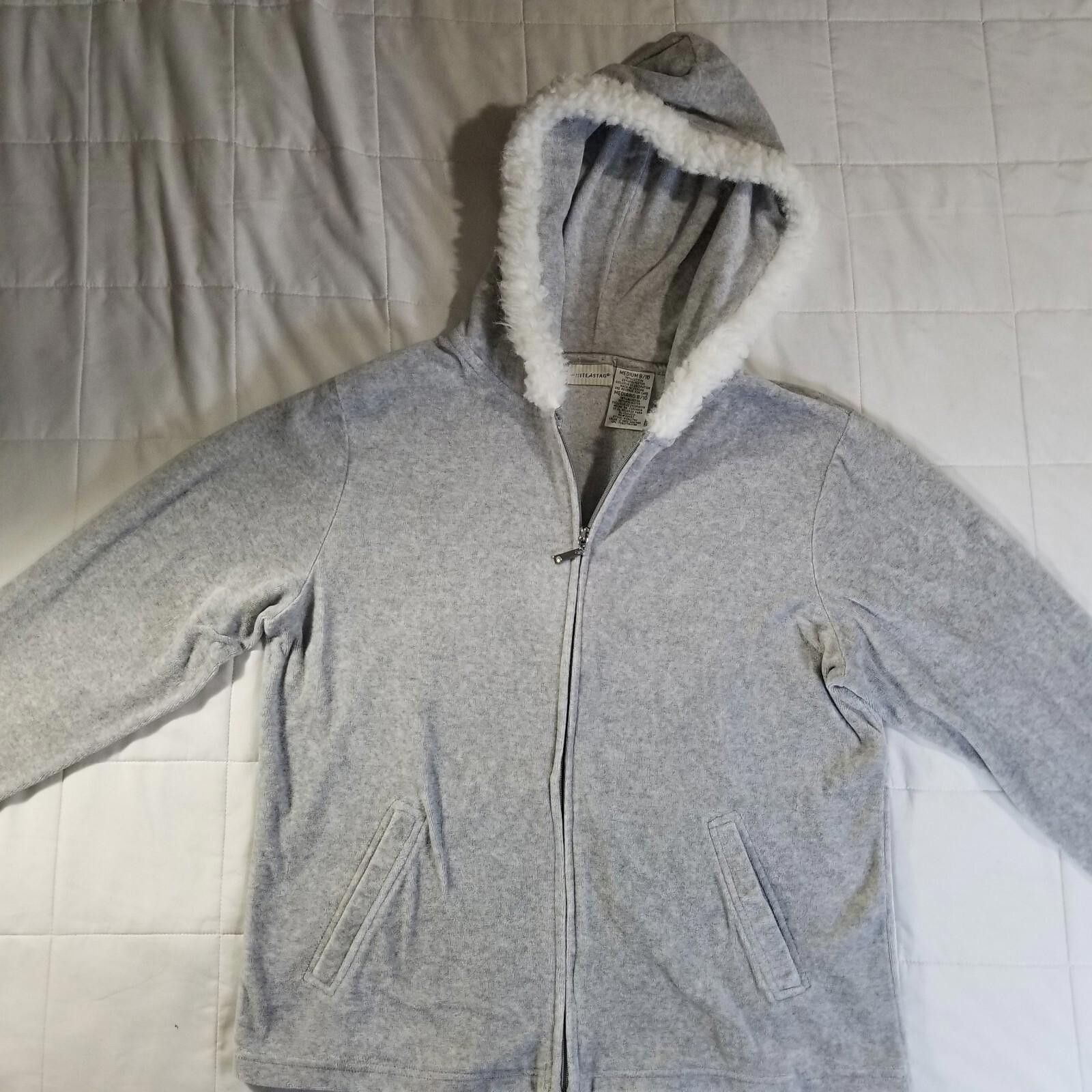 Designer White Stag Medium 8/10 Gray Fur Lined Hood Zip Up Jacket Size M / US 6-8 / IT 42-44 - 2 Thumbnail