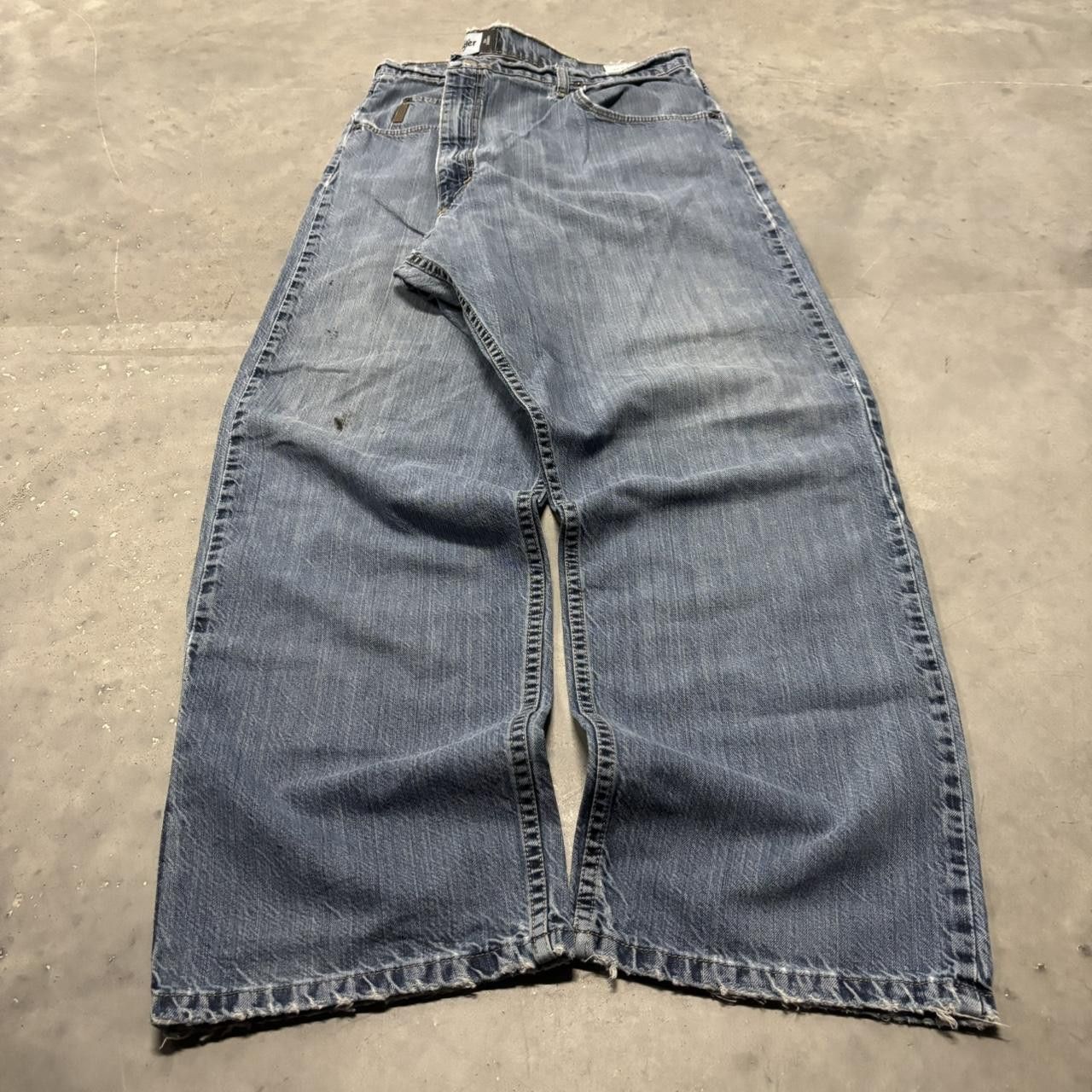 Japanese Brand × Vintage Crazy Vintage Y2K/2000s Baggy Medium Wash Distressed Denim Jeans! Size US 42 / EU 58 - 3 Thumbnail