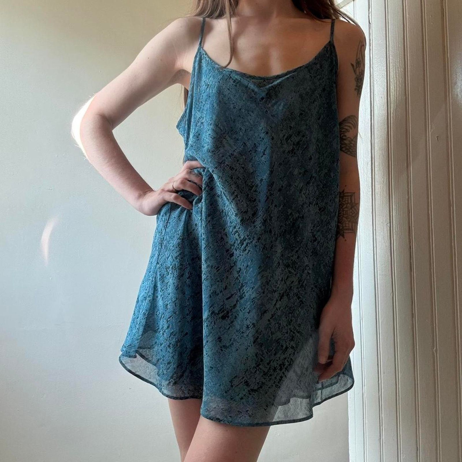 Vintage Vintage Cabi Y2K Blue Sheer Slip Mini Dress Small 90s 00s Size S / US 4 / IT 40 - 3 Thumbnail
