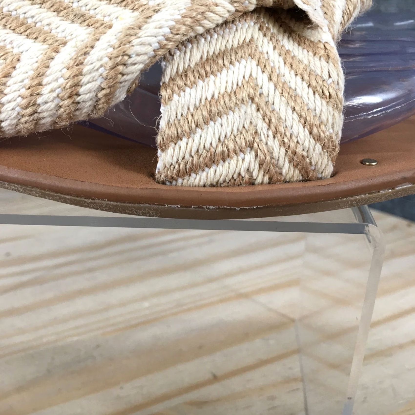 Vintage Universal Thread Sandals Womens 9 Louise Chevron Knotted Slide Yellow Stripe Size US 9 / IT 39 - 3 Thumbnail