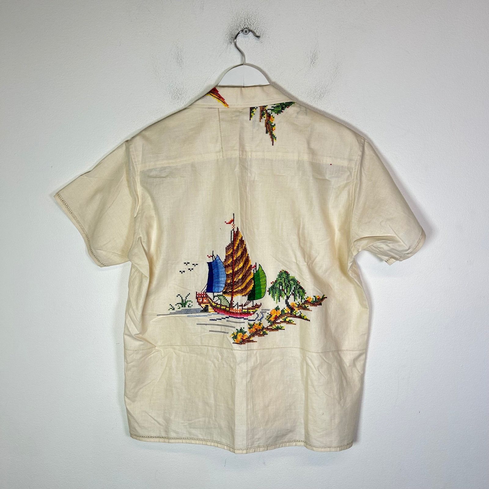 Bode Bode Cream One Of A Kind Embroidered Button-Up Shirt Size M Size US M / EU 48-50 / 2 - 3 Thumbnail