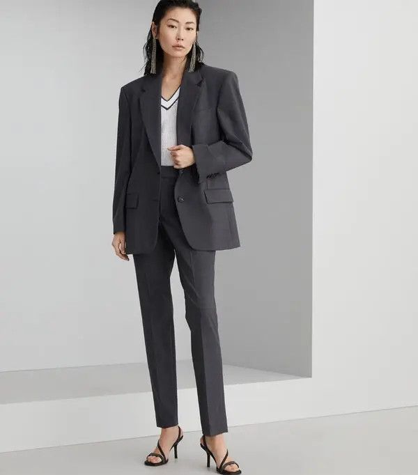 Brunello Cucinelli o1w1db10825 Woven Jacket Wool in Dark Grey Size XL / US 12-14 / IT 48-50 - 3 Thumbnail