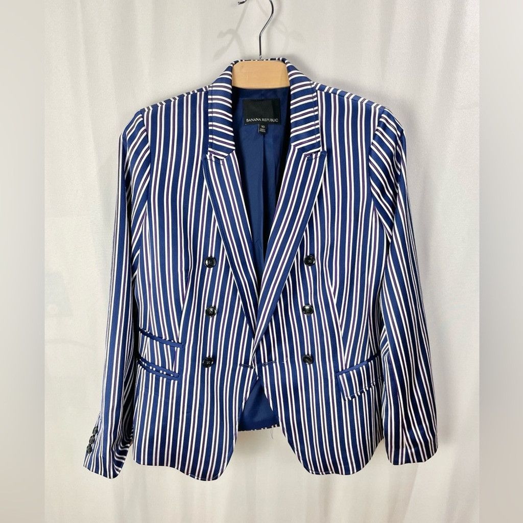 Banana Republic Banana Republic Striped Double Breasted Dickie Blazer US 10 Size L / US 10 / IT 46 - 5 Thumbnail