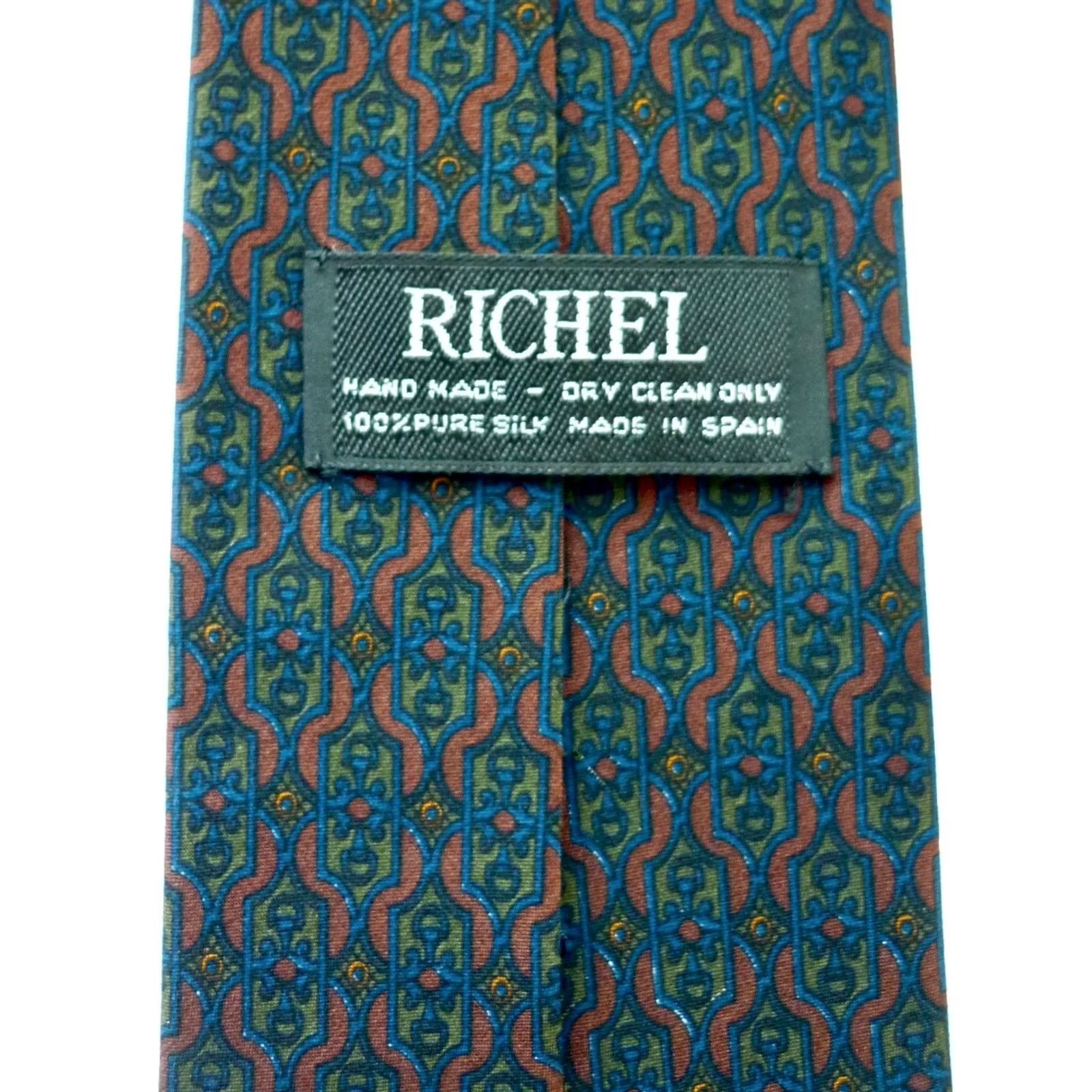 Vintage Richel De Luxe Silk Tie Foulard Hand Made in Spain Men's Size ONE SIZE - 6 Thumbnail