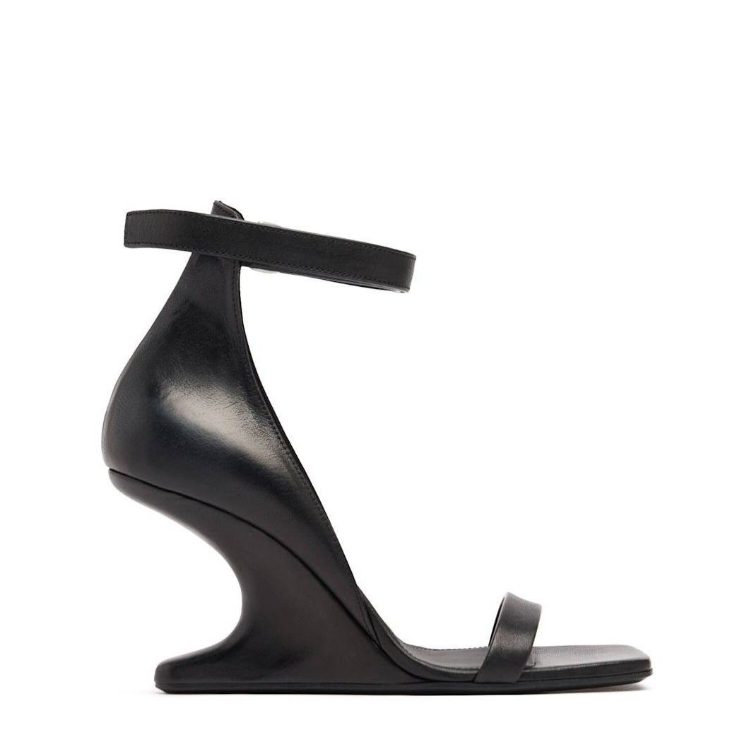 RICK OWENS Cantilever 8 Minimal 80mm Heeled Black Leather Sa